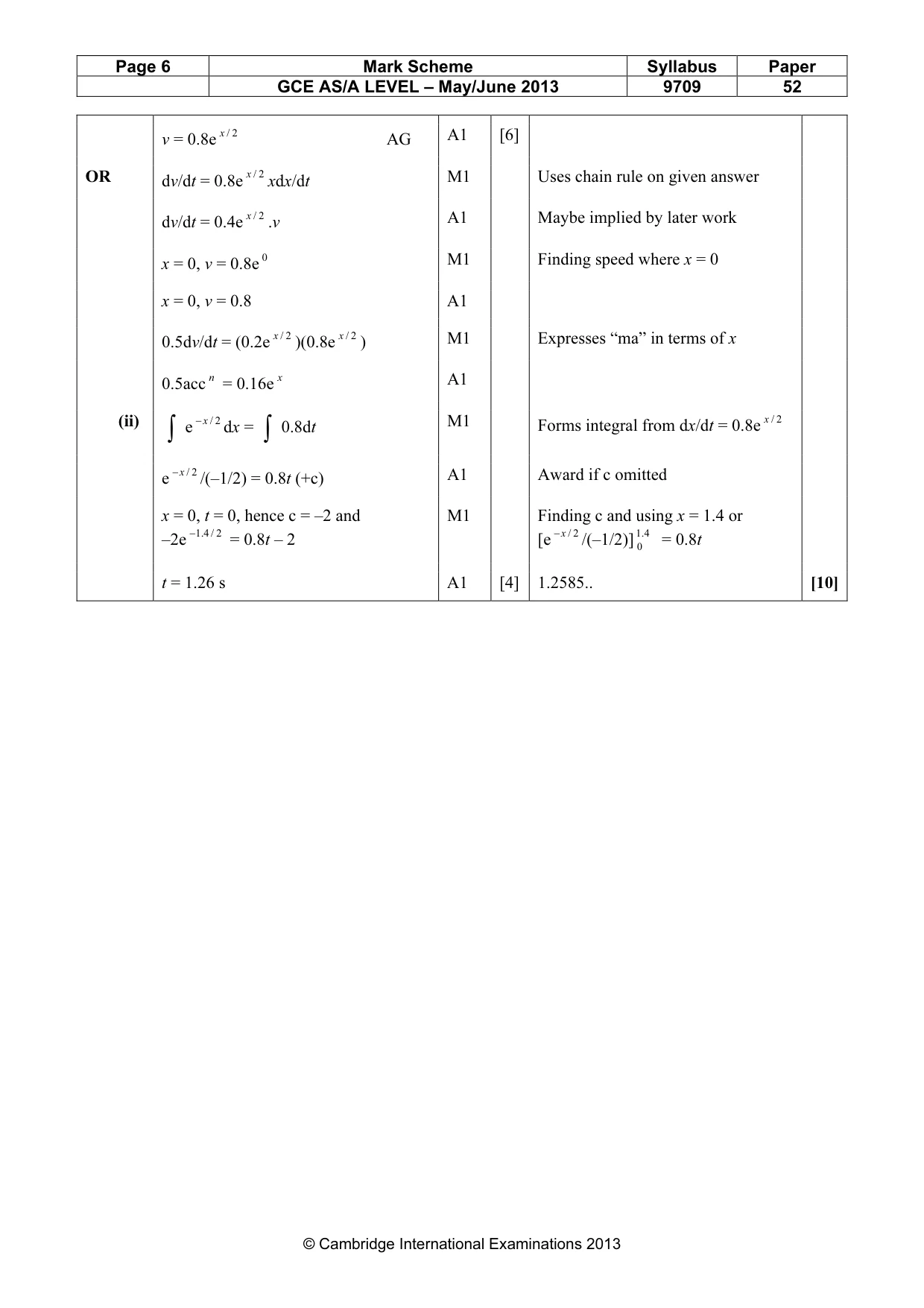 Mark scheme, page 6 of 6