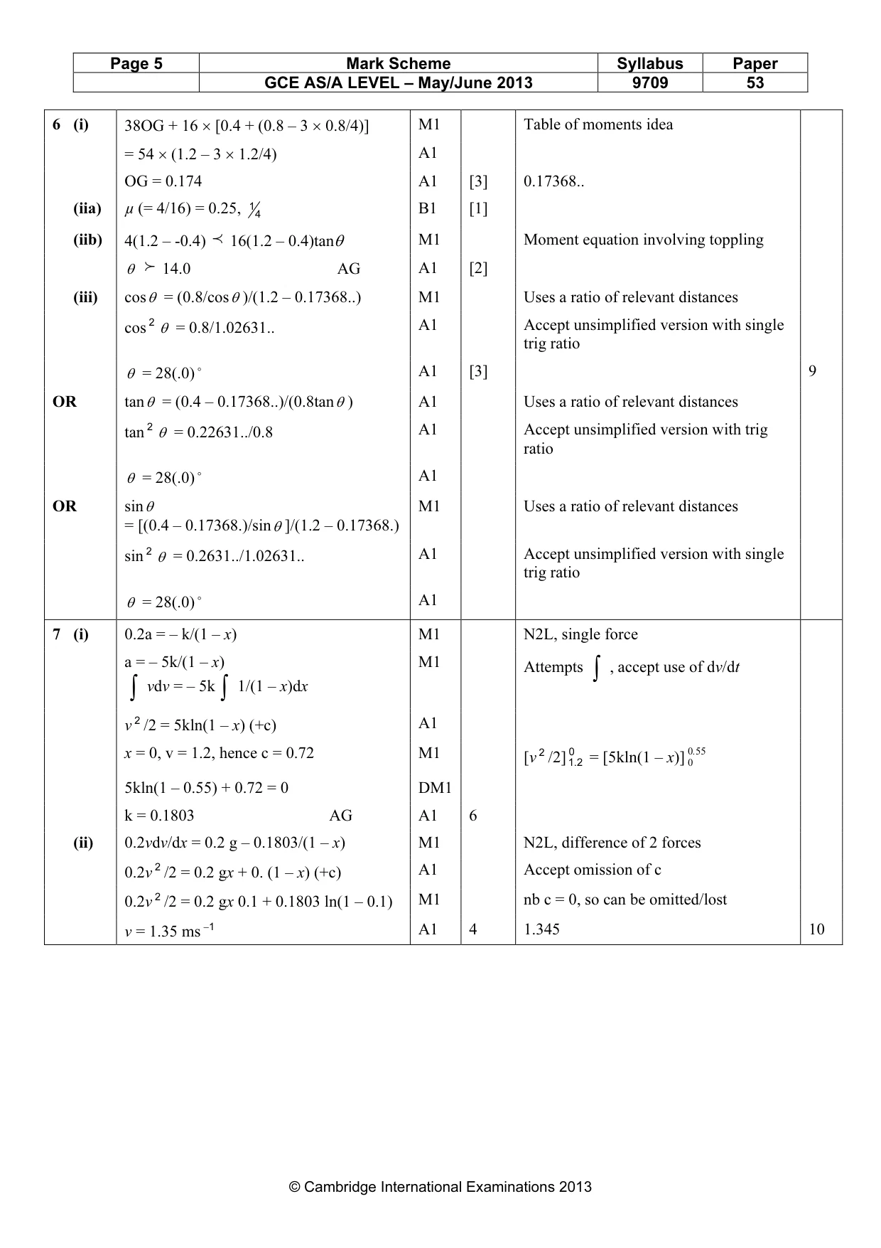 Mark scheme, page 5 of 5