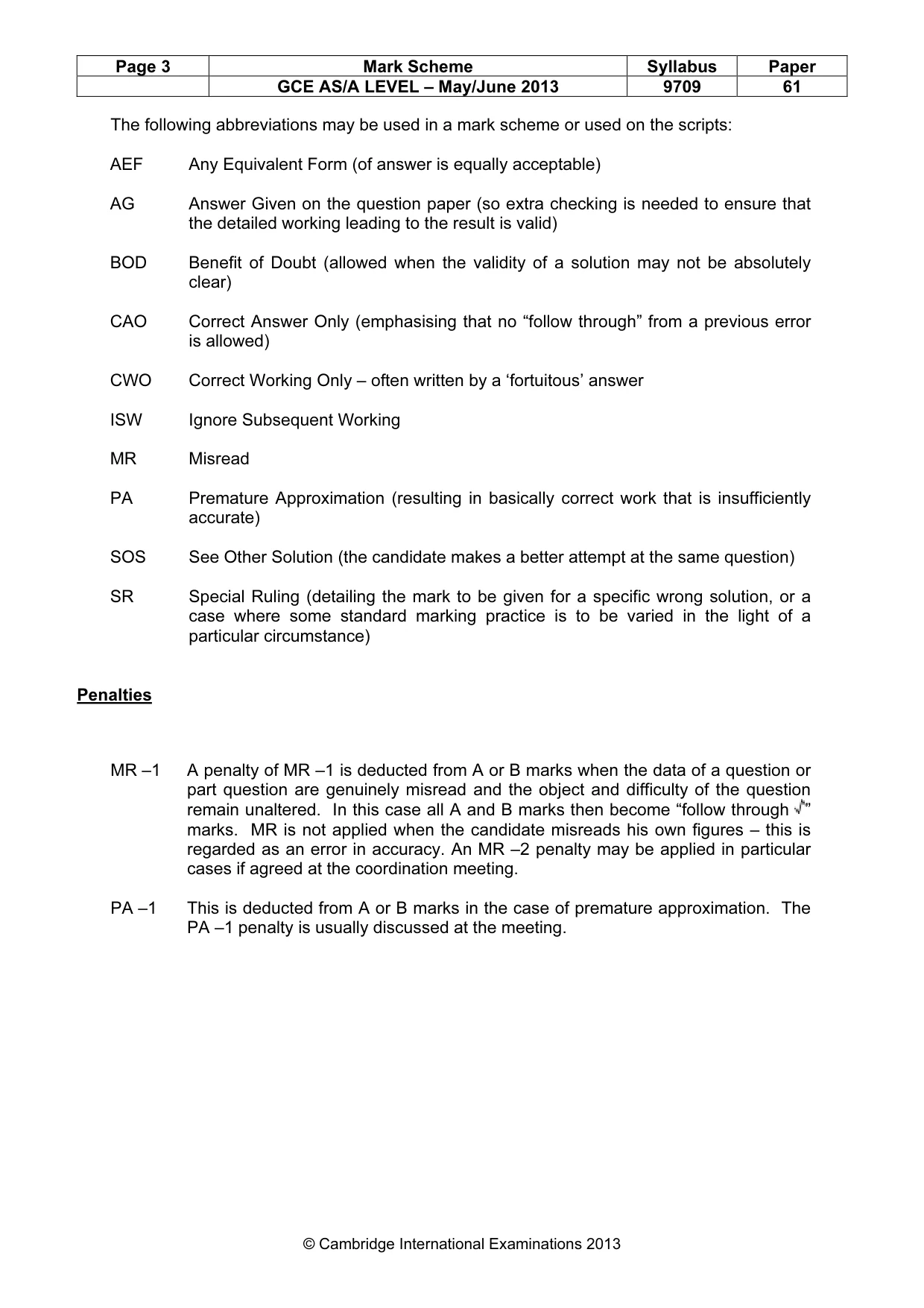 Mark scheme, page 3 of 6