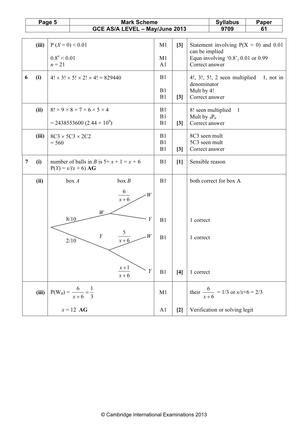 Mark scheme, page 5 of 6