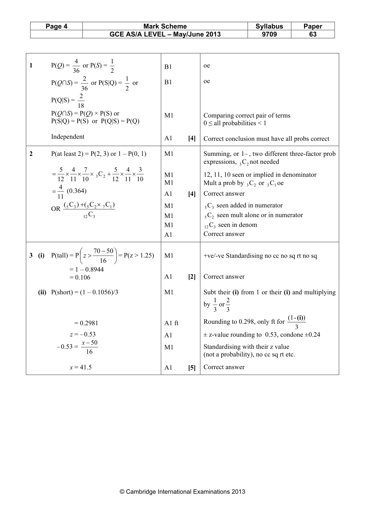 Mark scheme, page 4 of 6