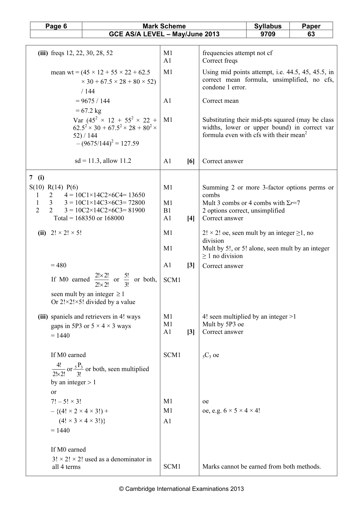 Mark scheme, page 6 of 6