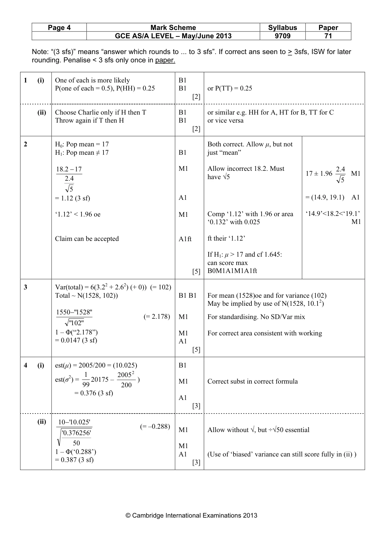 Mark scheme, page 4 of 6
