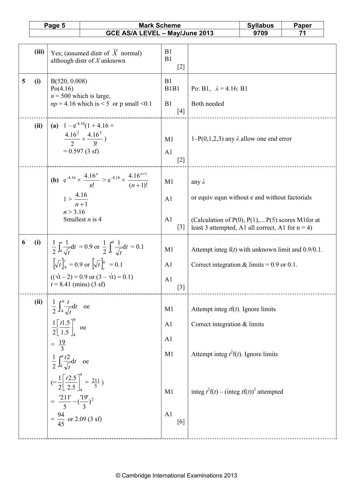 Mark scheme, page 5 of 6