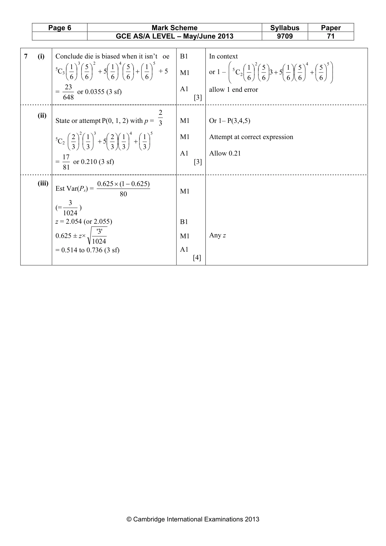 Mark scheme, page 6 of 6