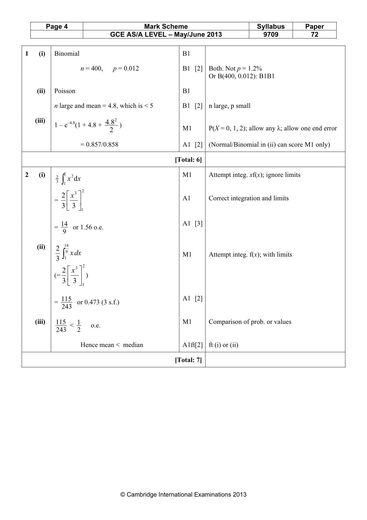 Mark scheme, page 4 of 7