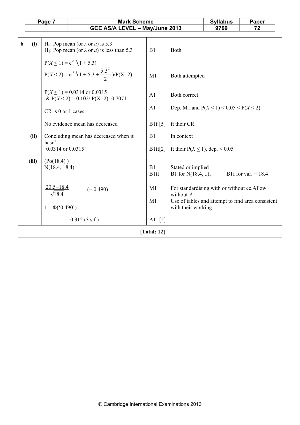 Mark scheme, page 7 of 7