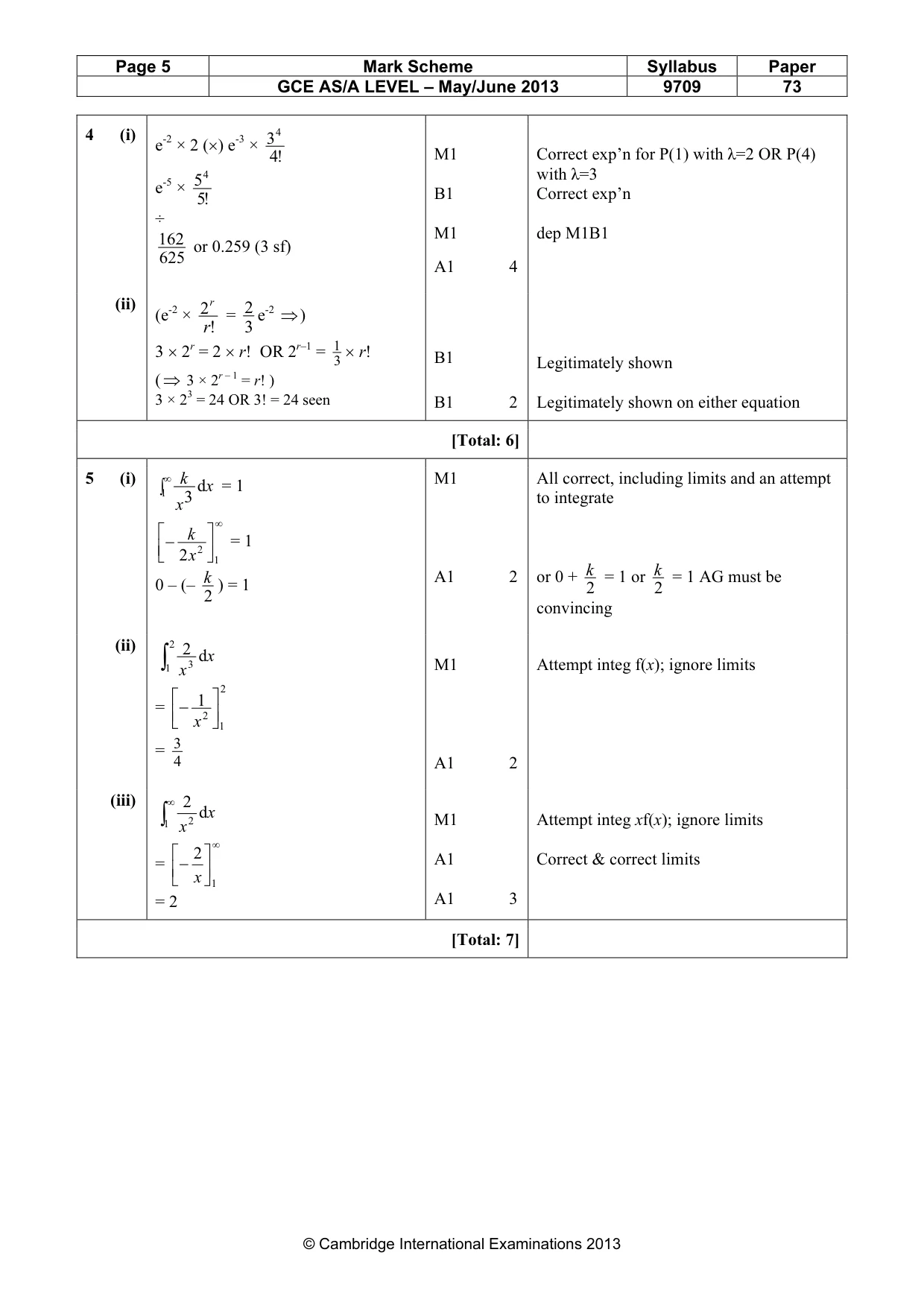 Mark scheme, page 5 of 6