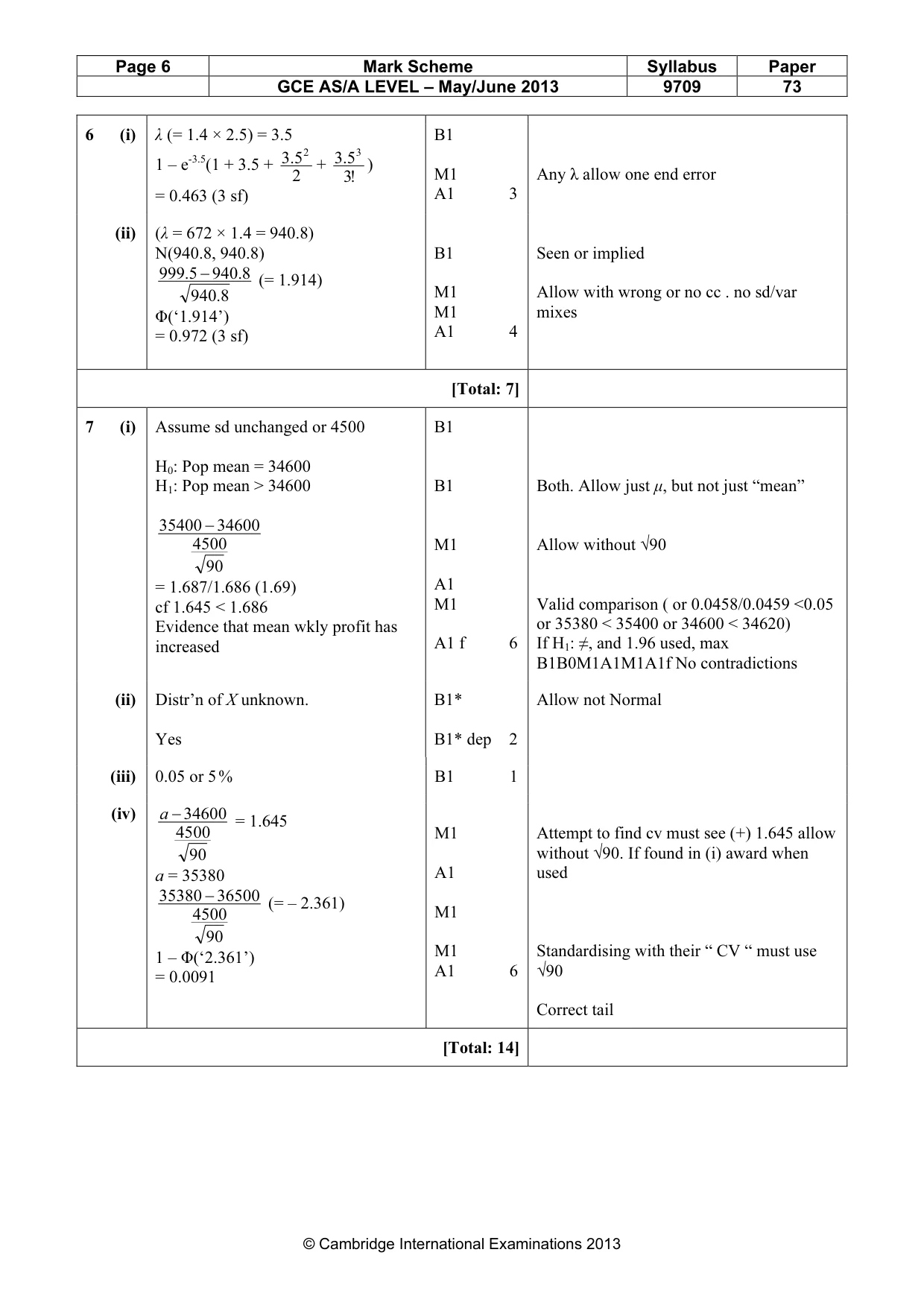 Mark scheme, page 6 of 6