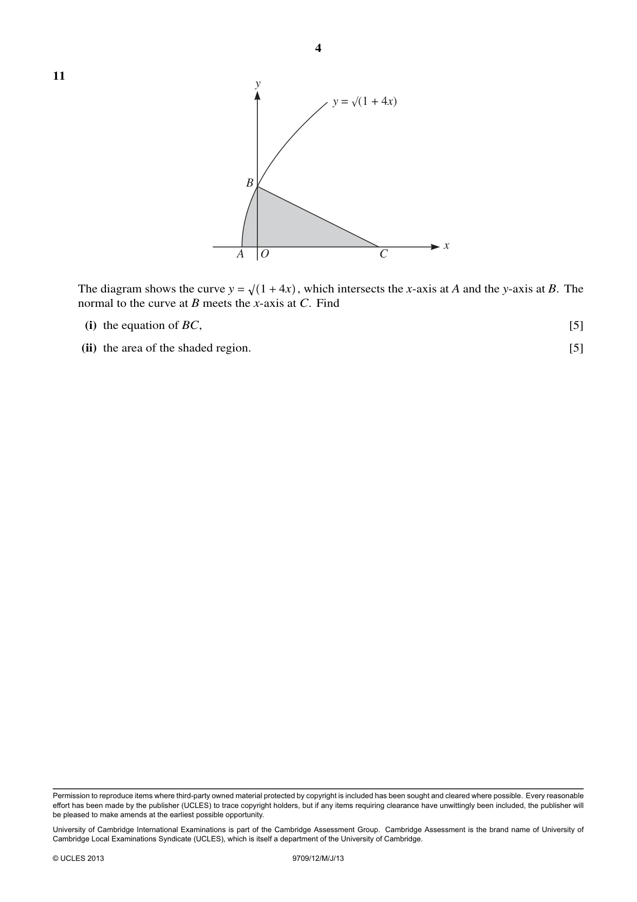 Cambridge A Level Mathematics 9709 2013 May/June Paper 1 · Variant 2 question paper, page 4 of 4