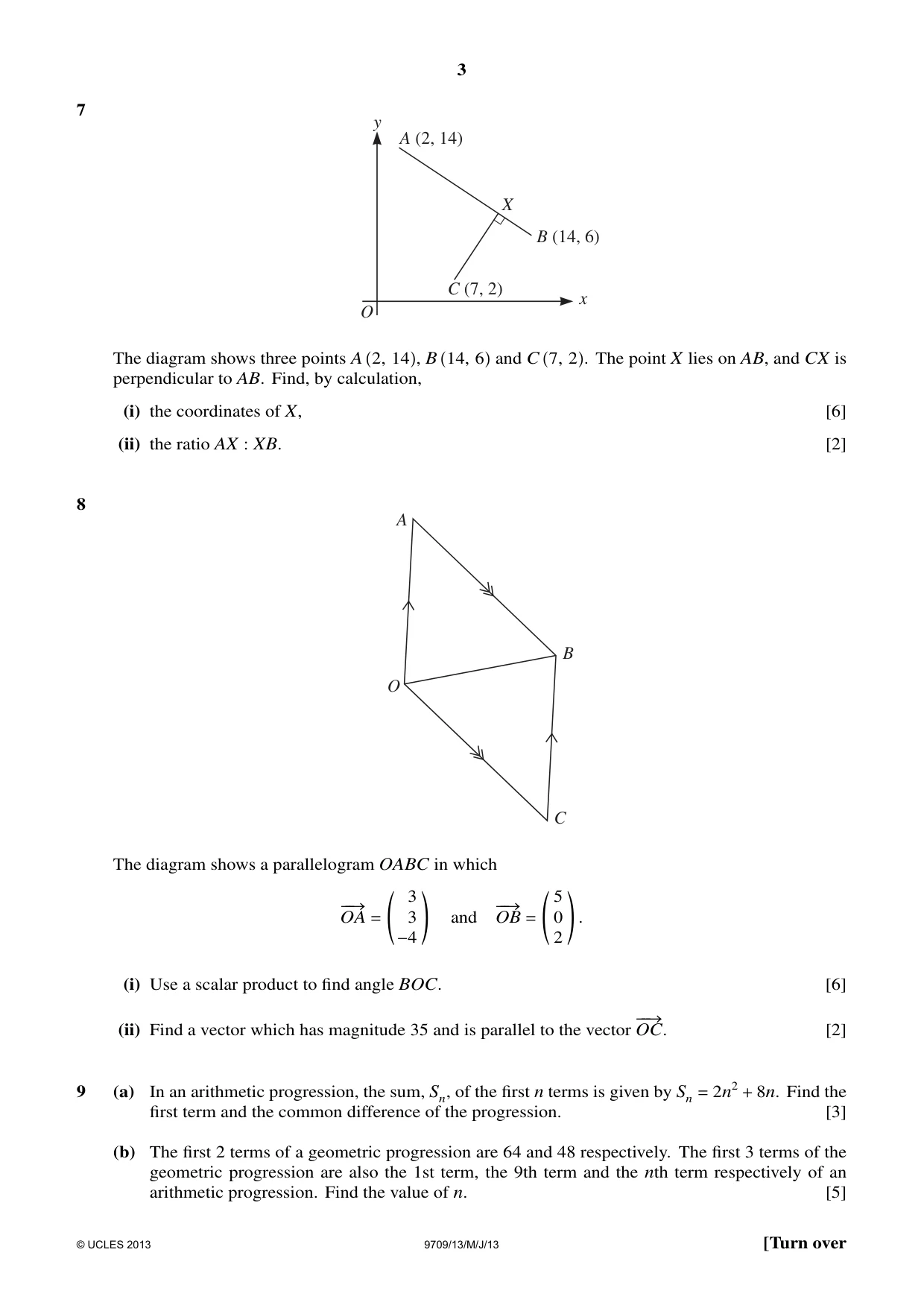 Cambridge A Level Mathematics 9709 2013 May/June Paper 1 · Variant 3 question paper, page 3 of 4