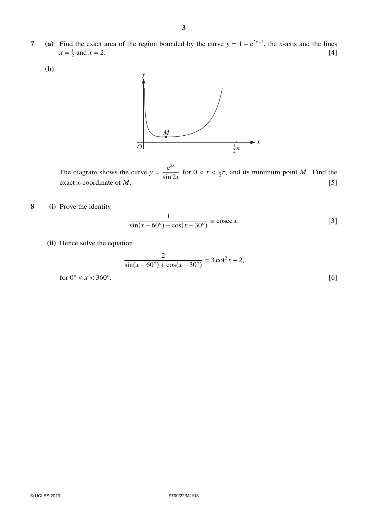 Cambridge A Level Mathematics 9709 2013 May/June Paper 2 · Variant 2 question paper, page 3 of 4