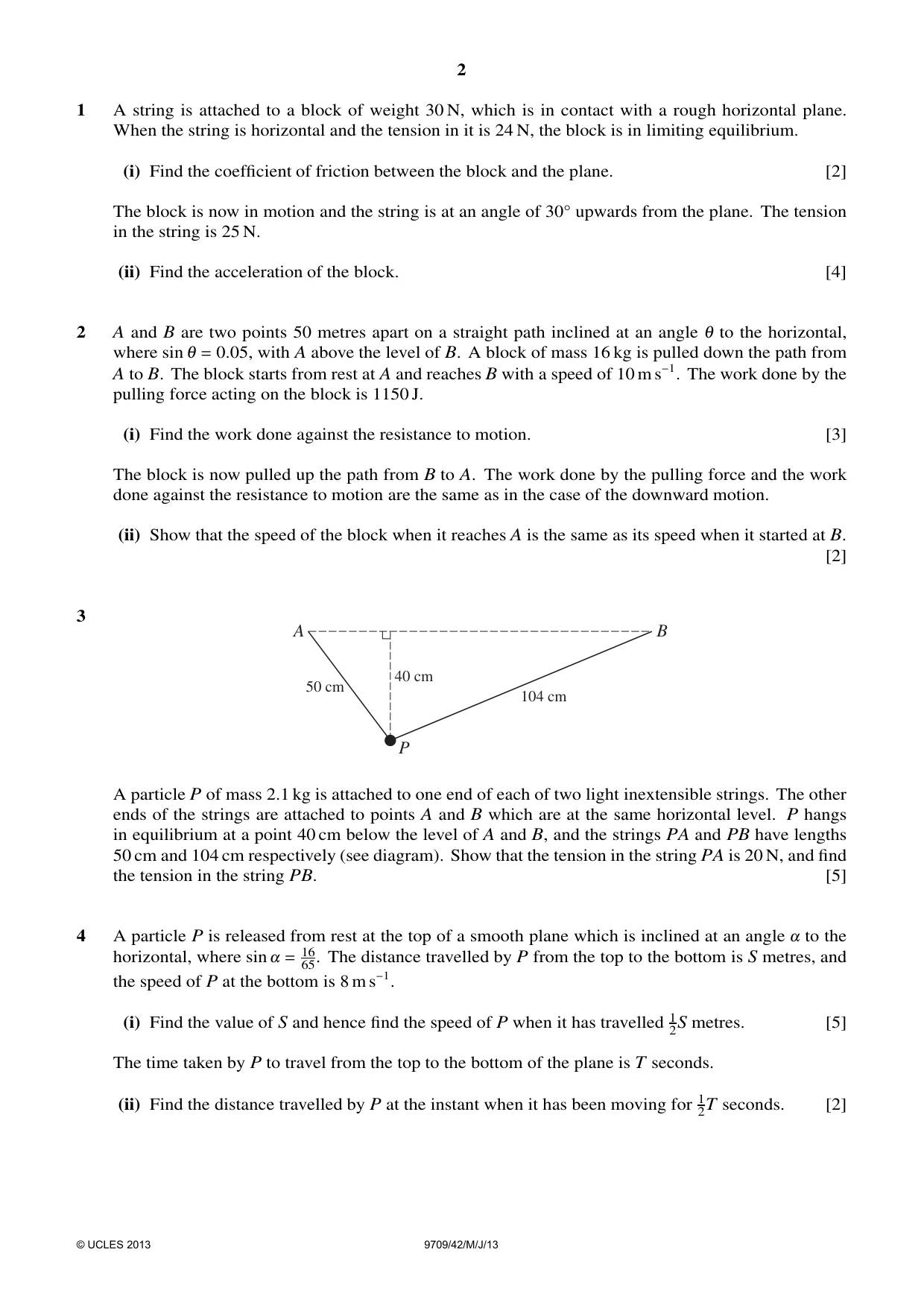 Cambridge A Level Mathematics 9709 2013 May/June Paper 4 · Variant 2 question paper, page 2 of 4