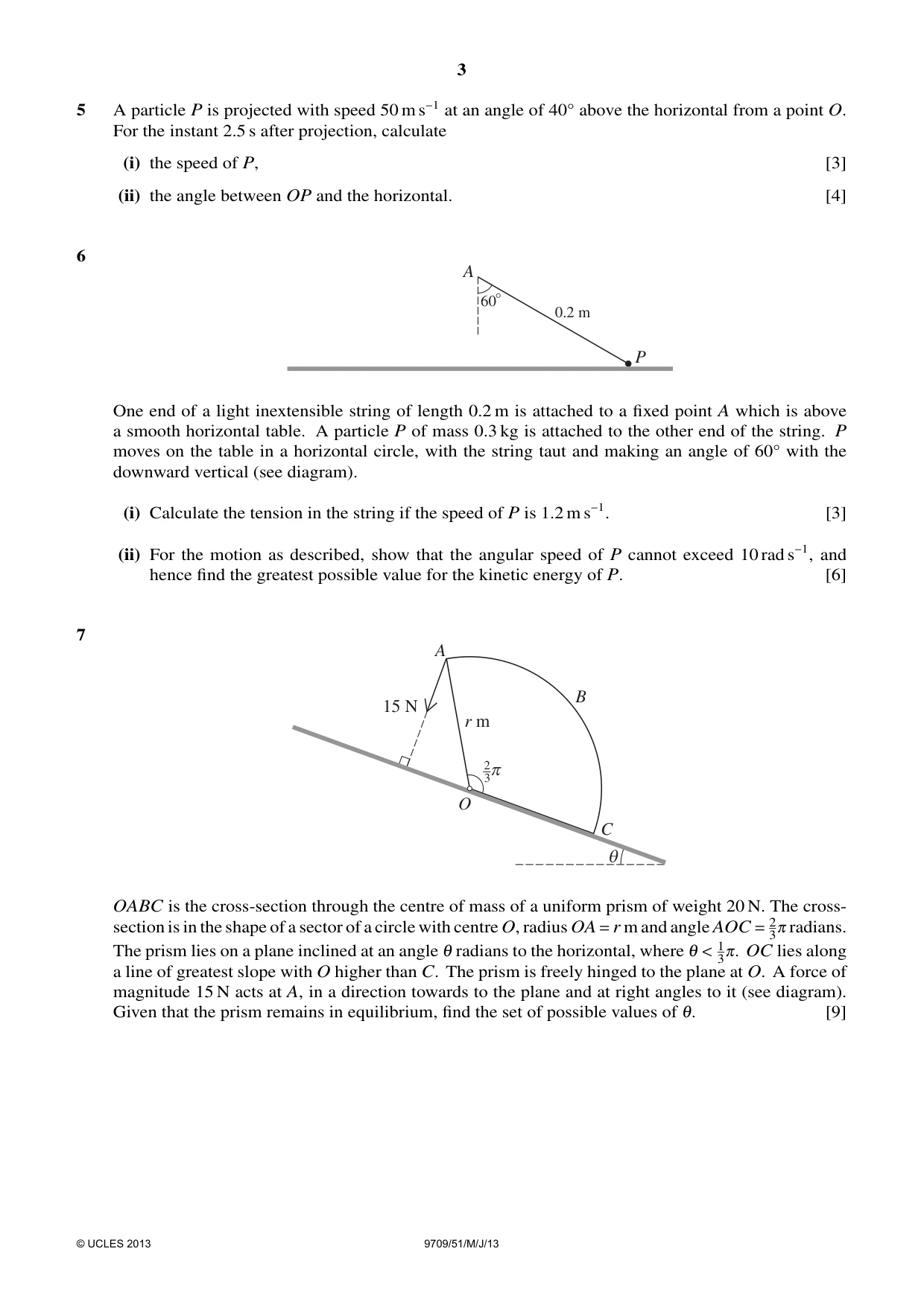 Cambridge A Level Mathematics 9709 2013 May/June Paper 5 · Variant 1 question paper, page 3 of 4
