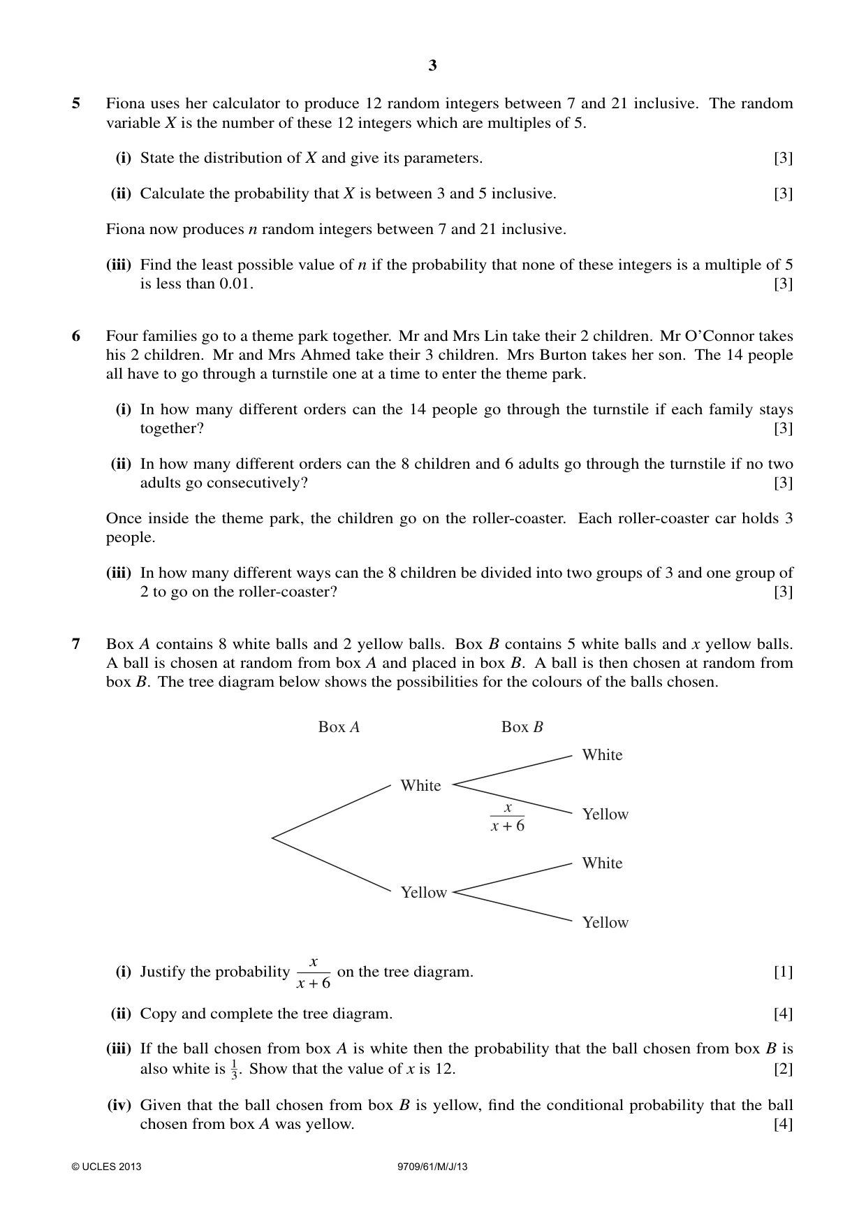 Cambridge A Level Mathematics 9709 2013 May/June Paper 6 · Variant 1 question paper, page 3 of 4