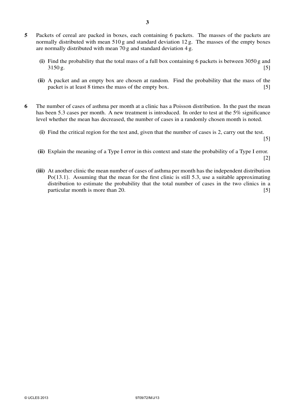 Cambridge A Level Mathematics 9709 2013 May/June Paper 7 · Variant 2 question paper, page 3 of 4