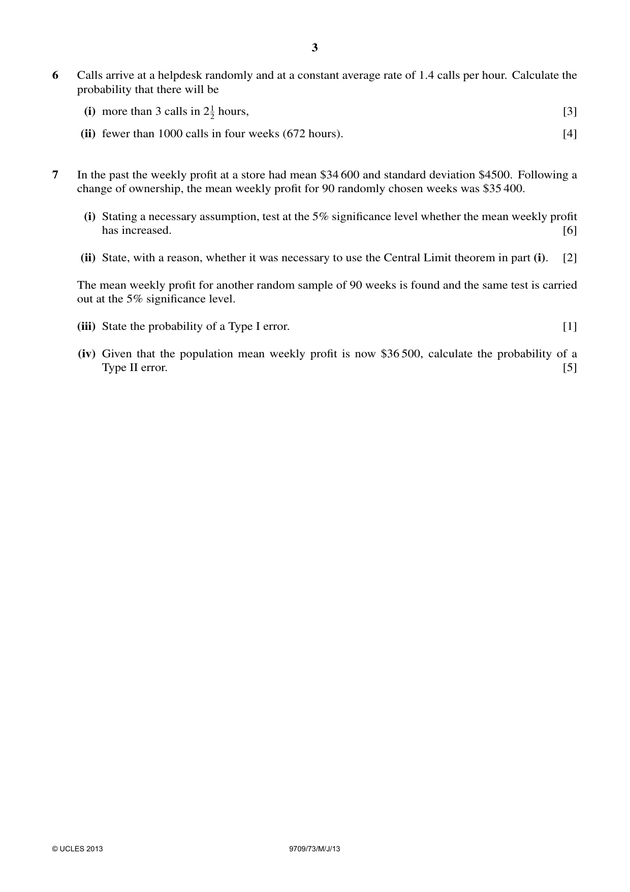 Cambridge A Level Mathematics 9709 2013 May/June Paper 7 · Variant 3 question paper, page 3 of 4