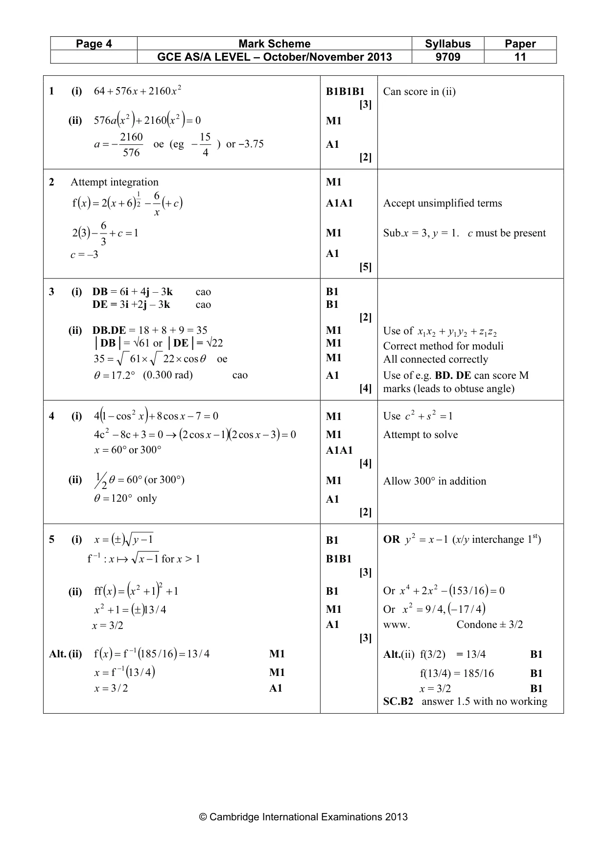 Mark scheme, page 4 of 6