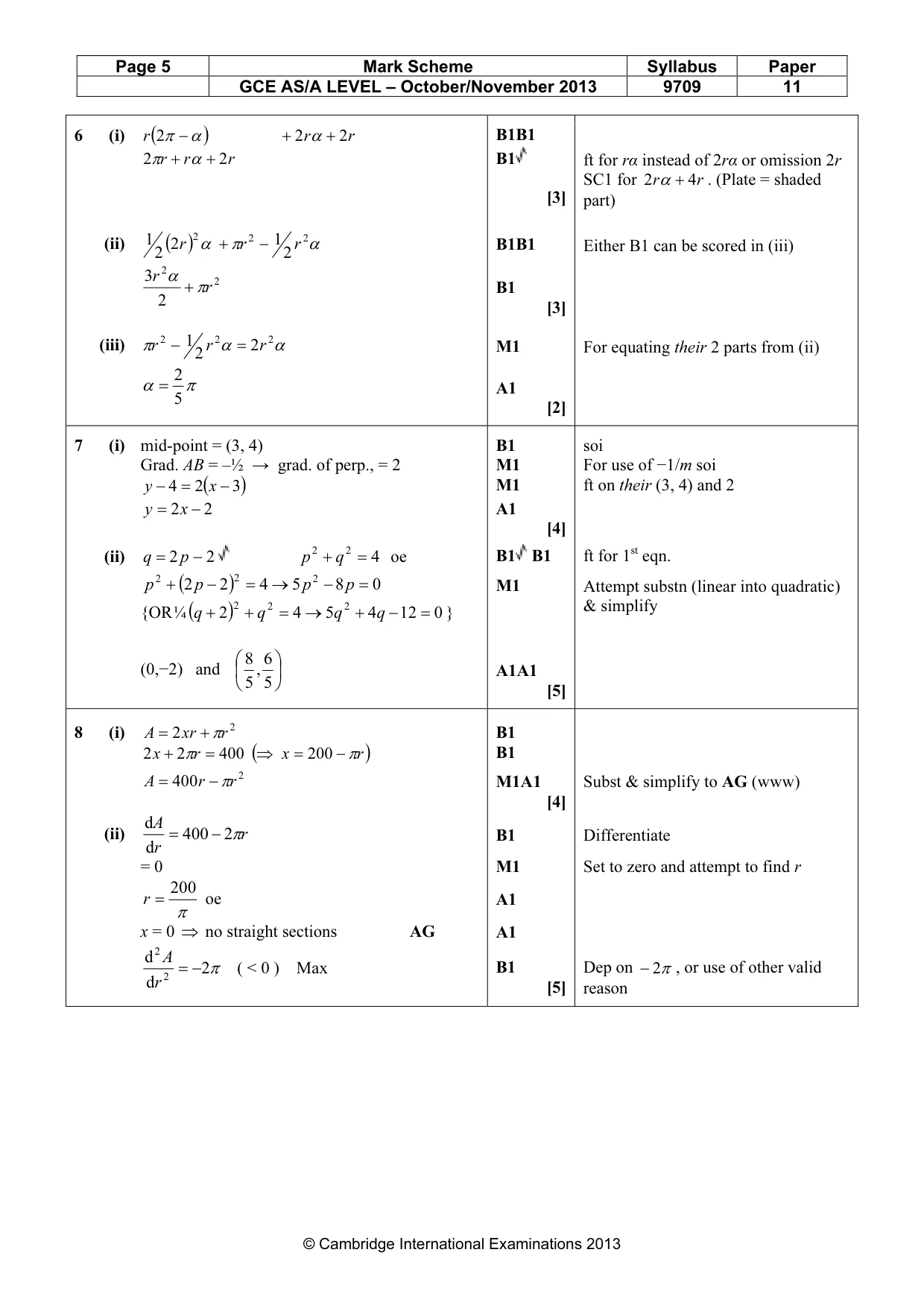 Mark scheme, page 5 of 6
