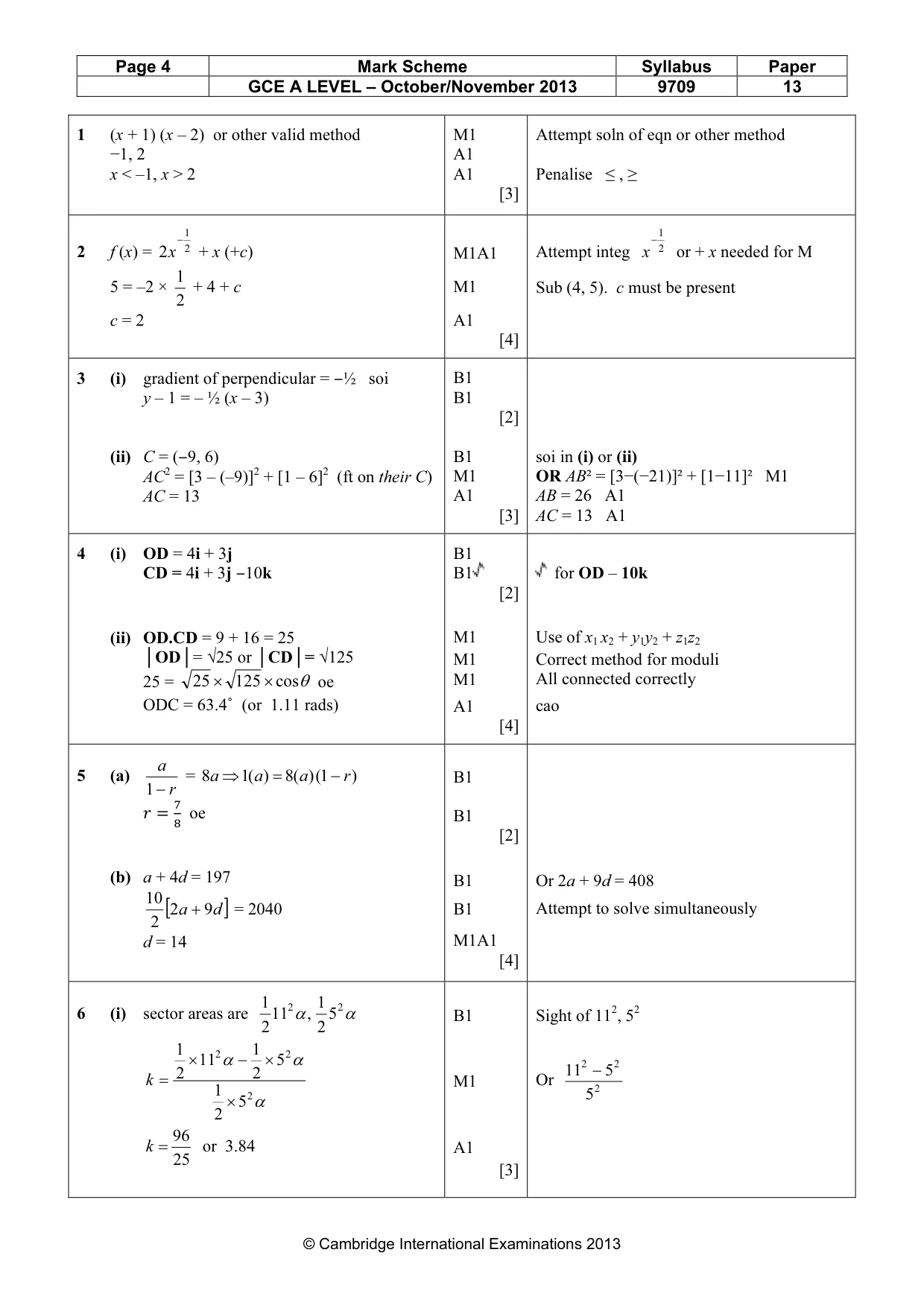 Mark scheme, page 4 of 6