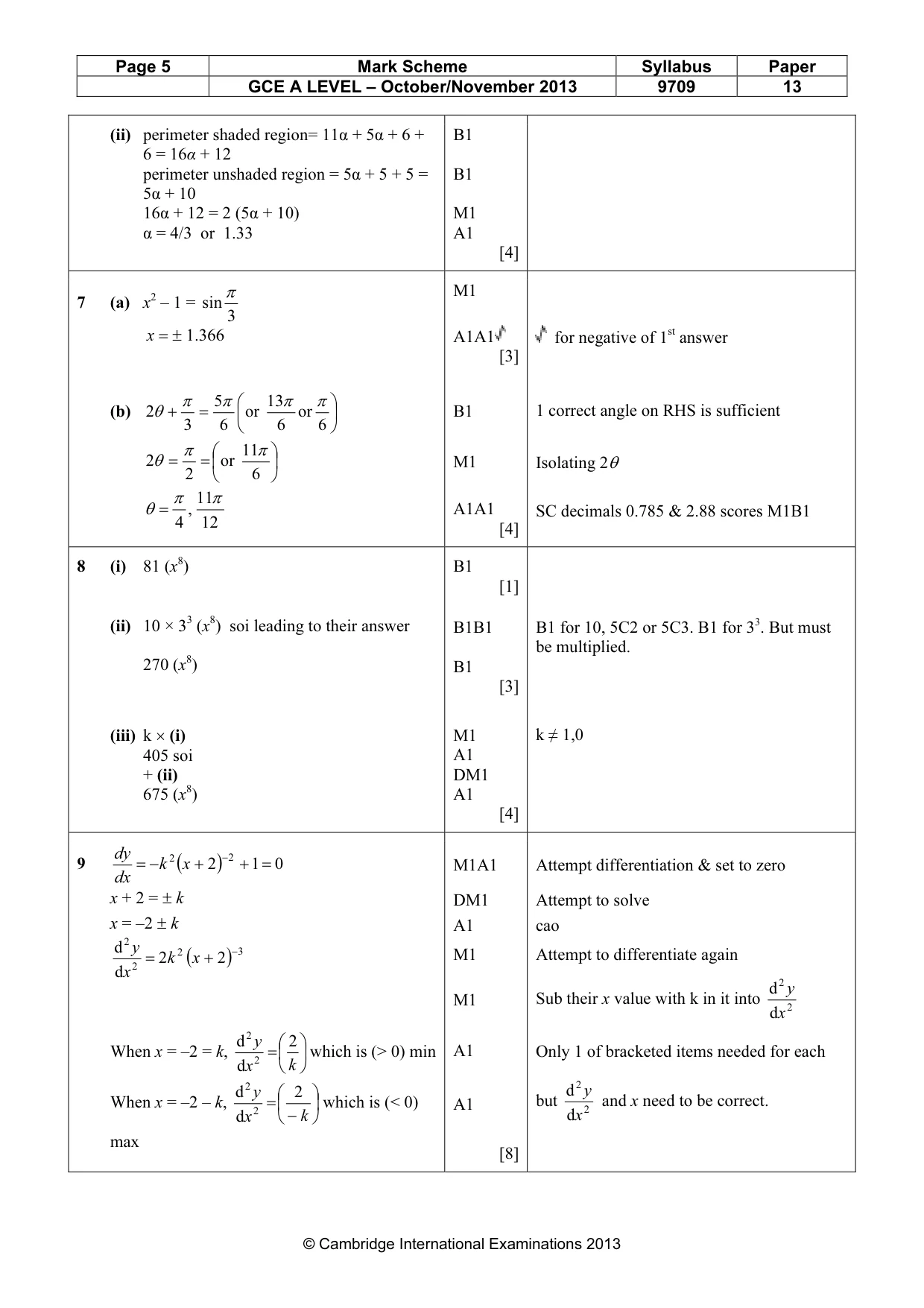 Mark scheme, page 5 of 6