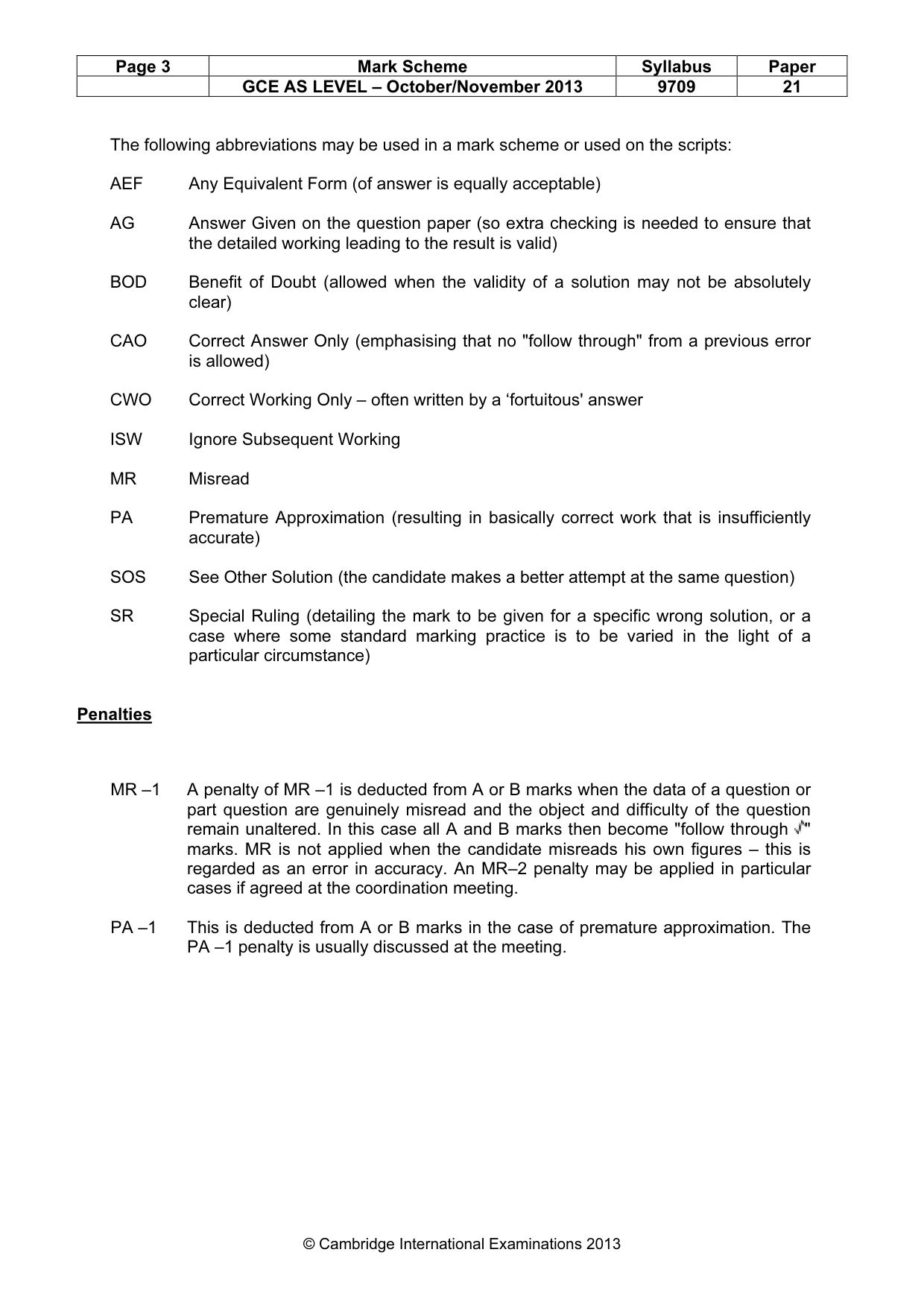 Mark scheme, page 3 of 5
