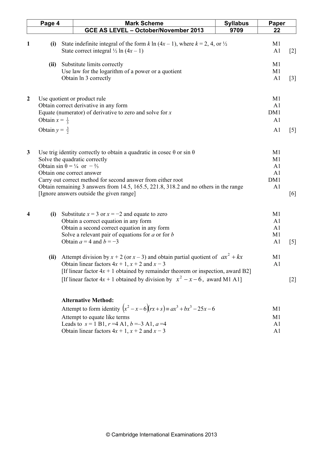 Mark scheme, page 4 of 6