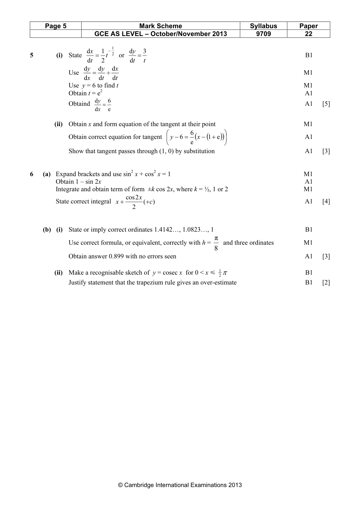 Mark scheme, page 5 of 6