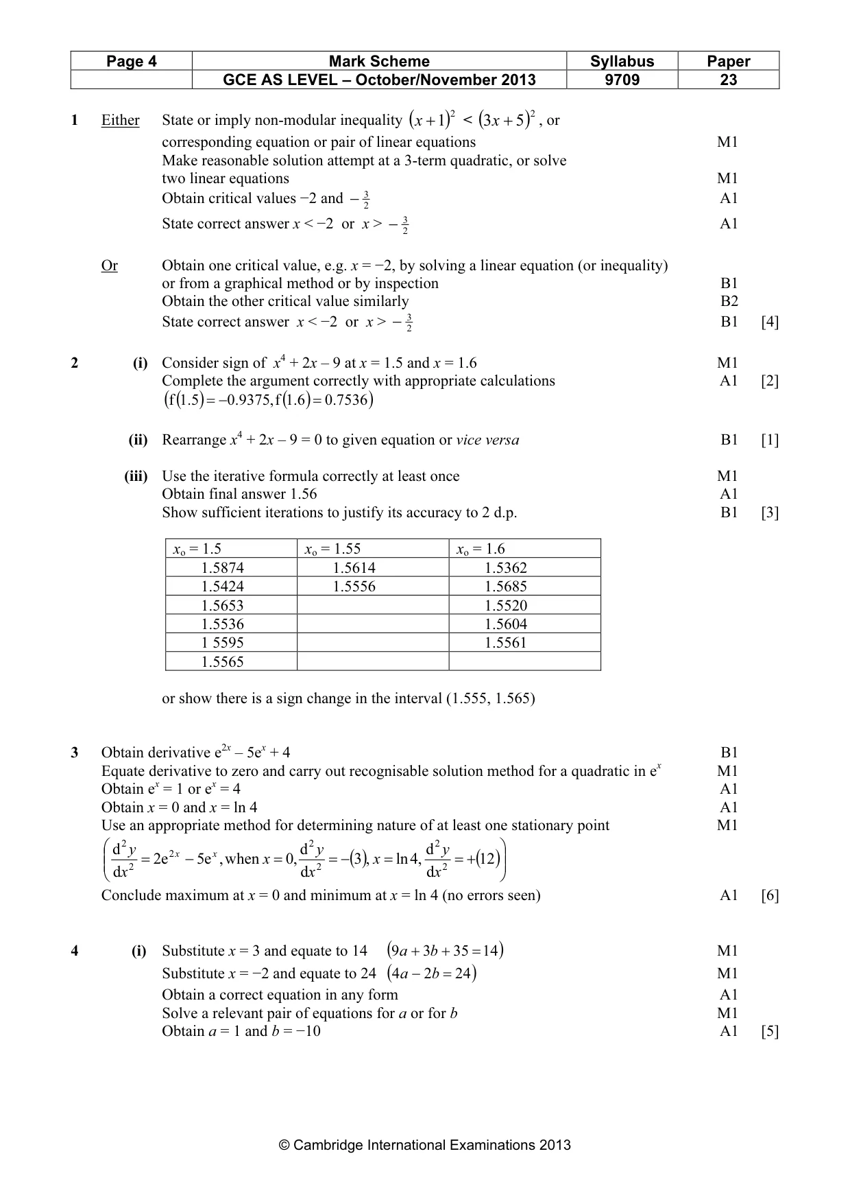 Mark scheme, page 4 of 5