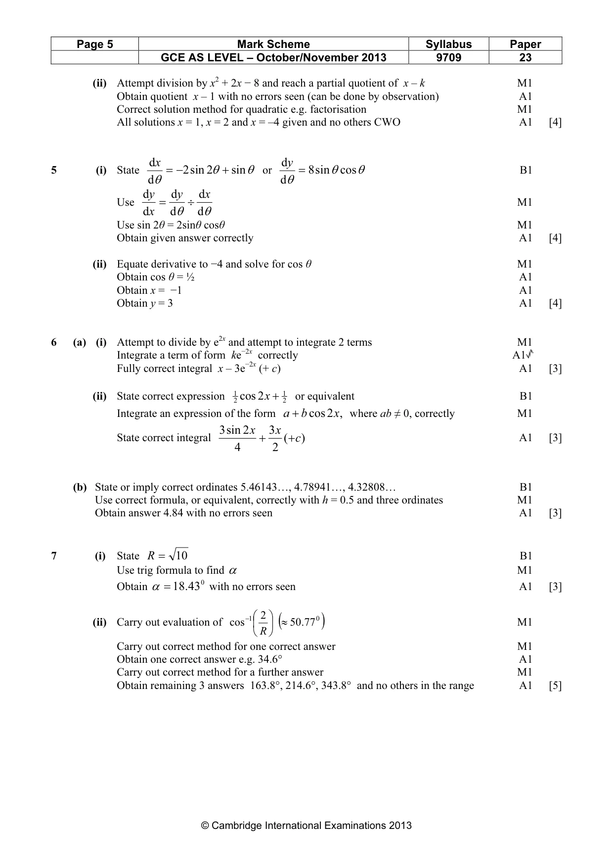 Mark scheme, page 5 of 5