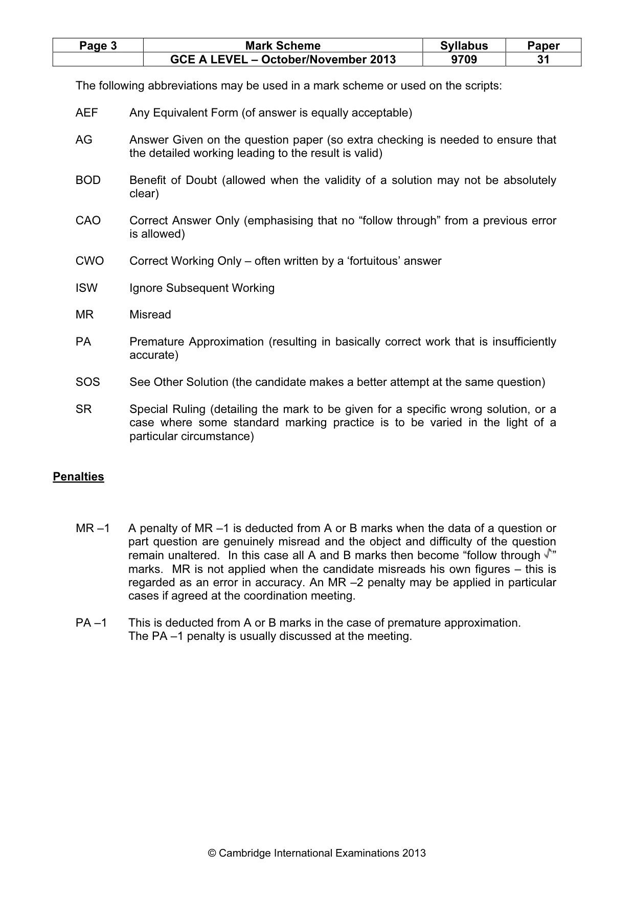 Mark scheme, page 3 of 9
