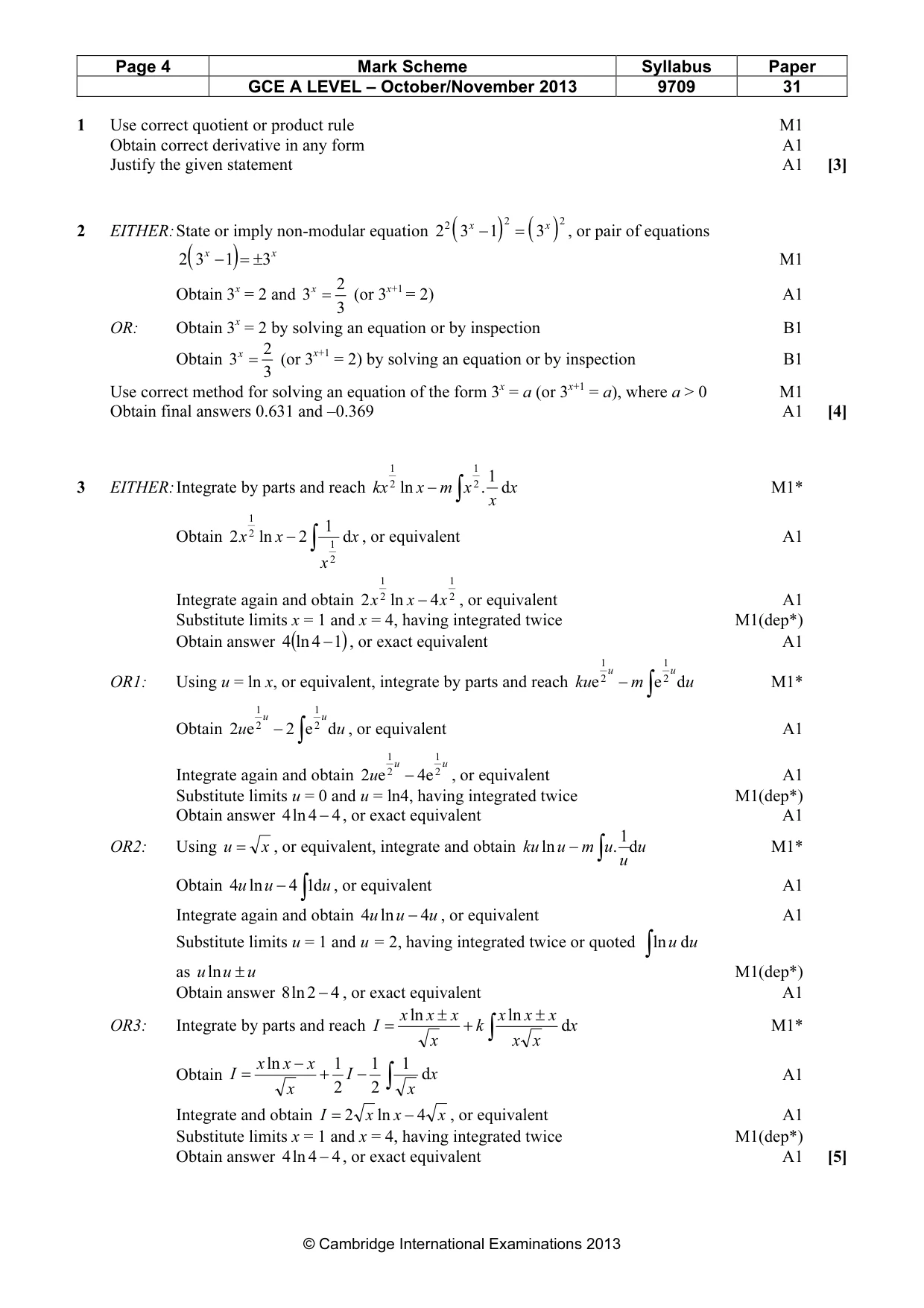 Mark scheme, page 4 of 9