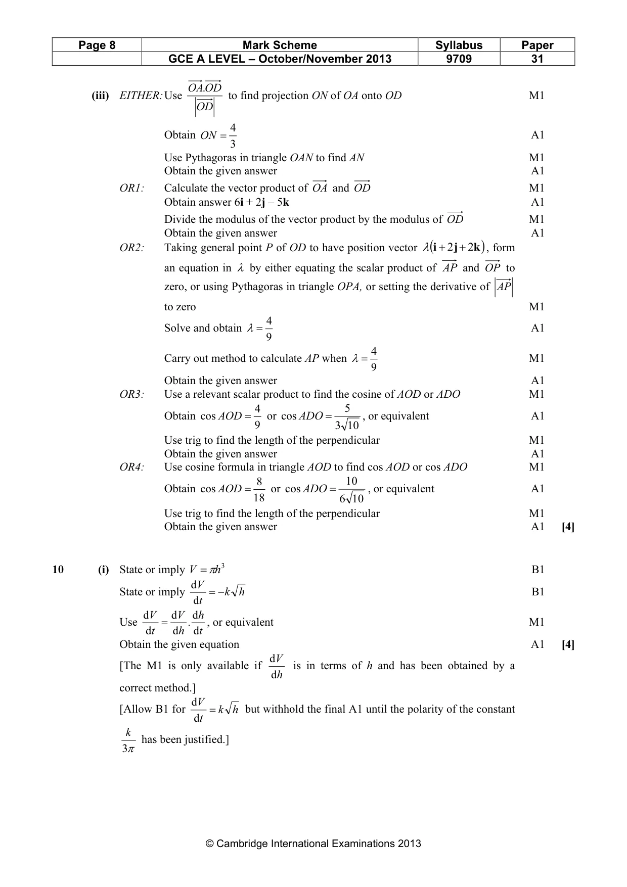 Mark scheme, page 8 of 9