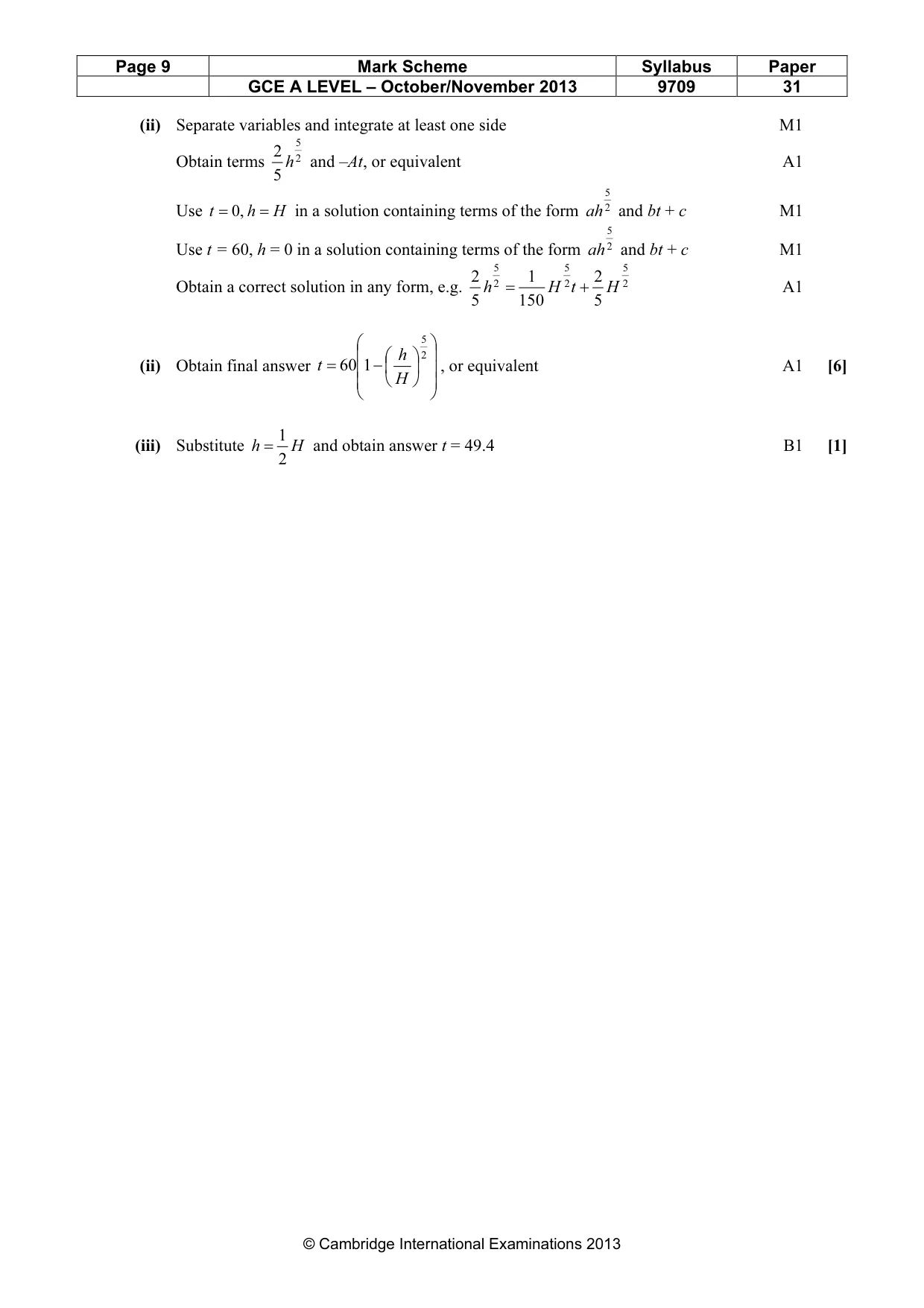 Mark scheme, page 9 of 9