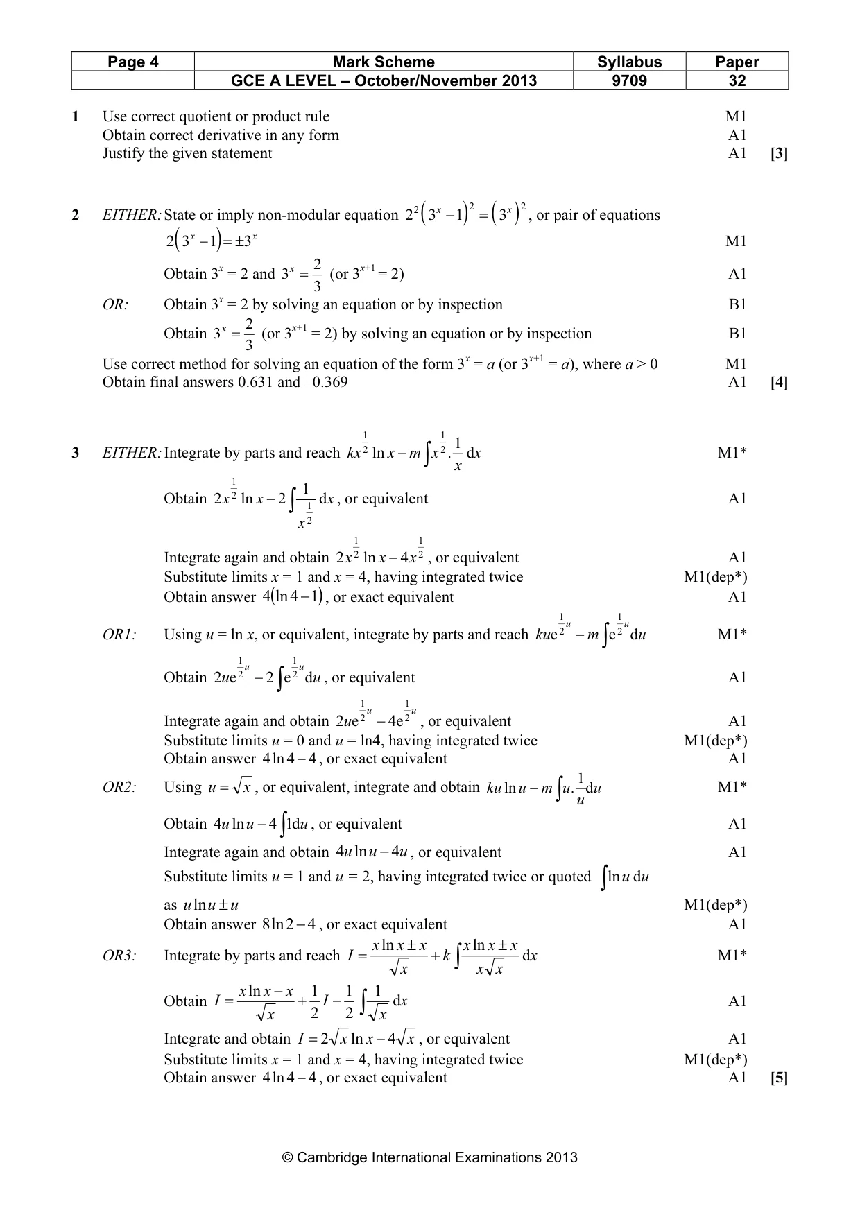 Mark scheme, page 4 of 9
