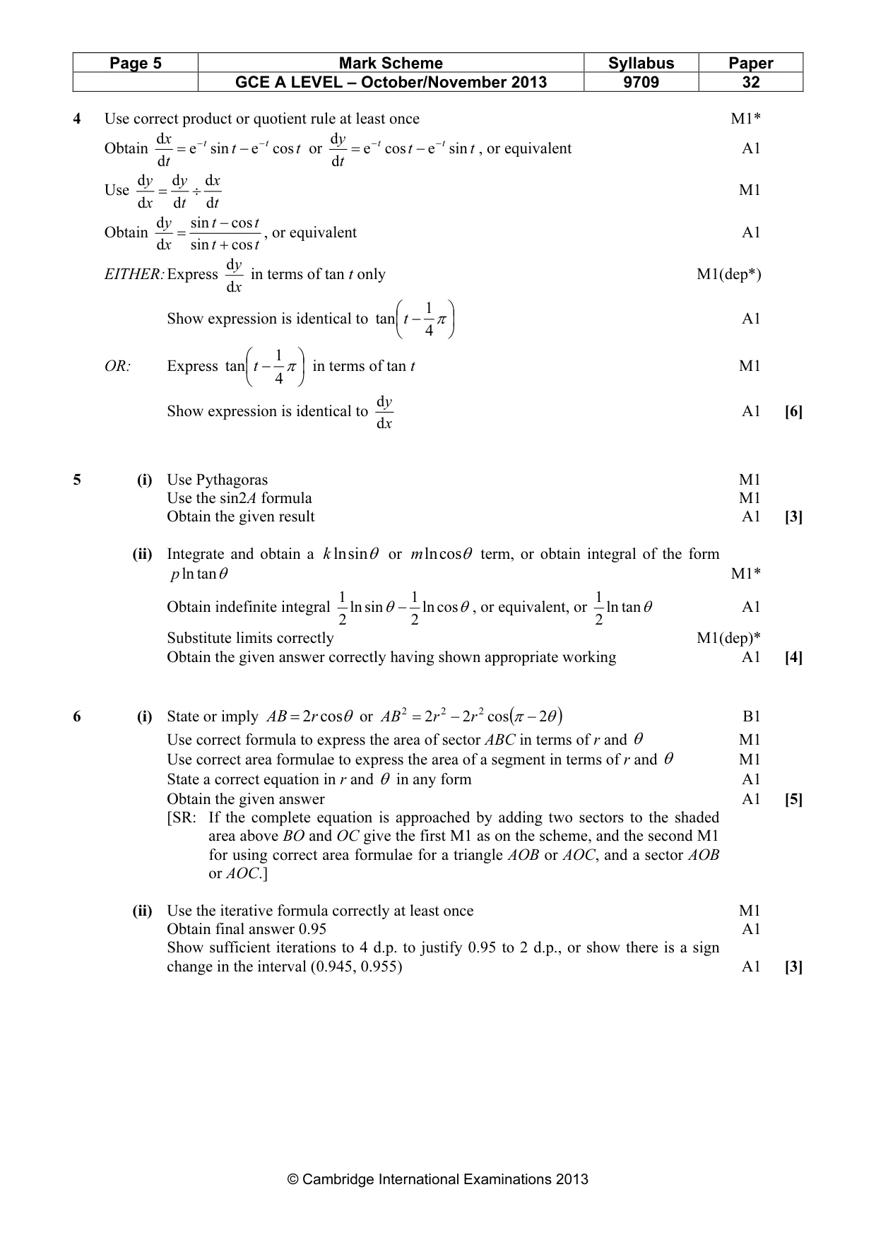 Mark scheme, page 5 of 9