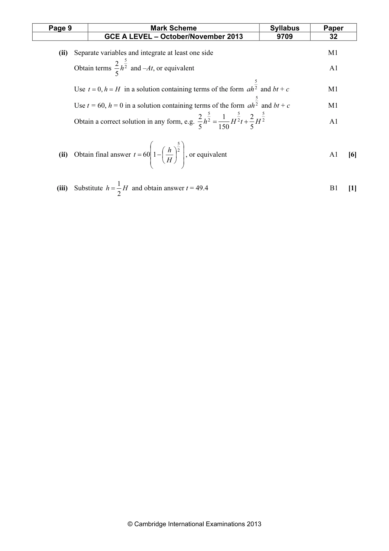 Mark scheme, page 9 of 9
