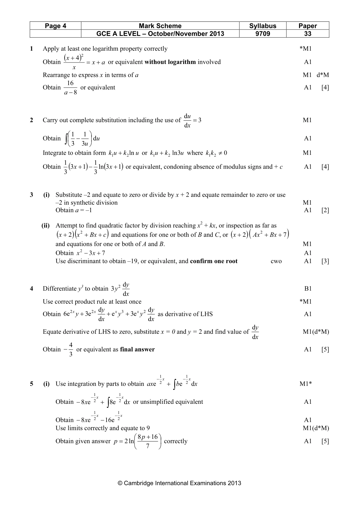 Mark scheme, page 4 of 8