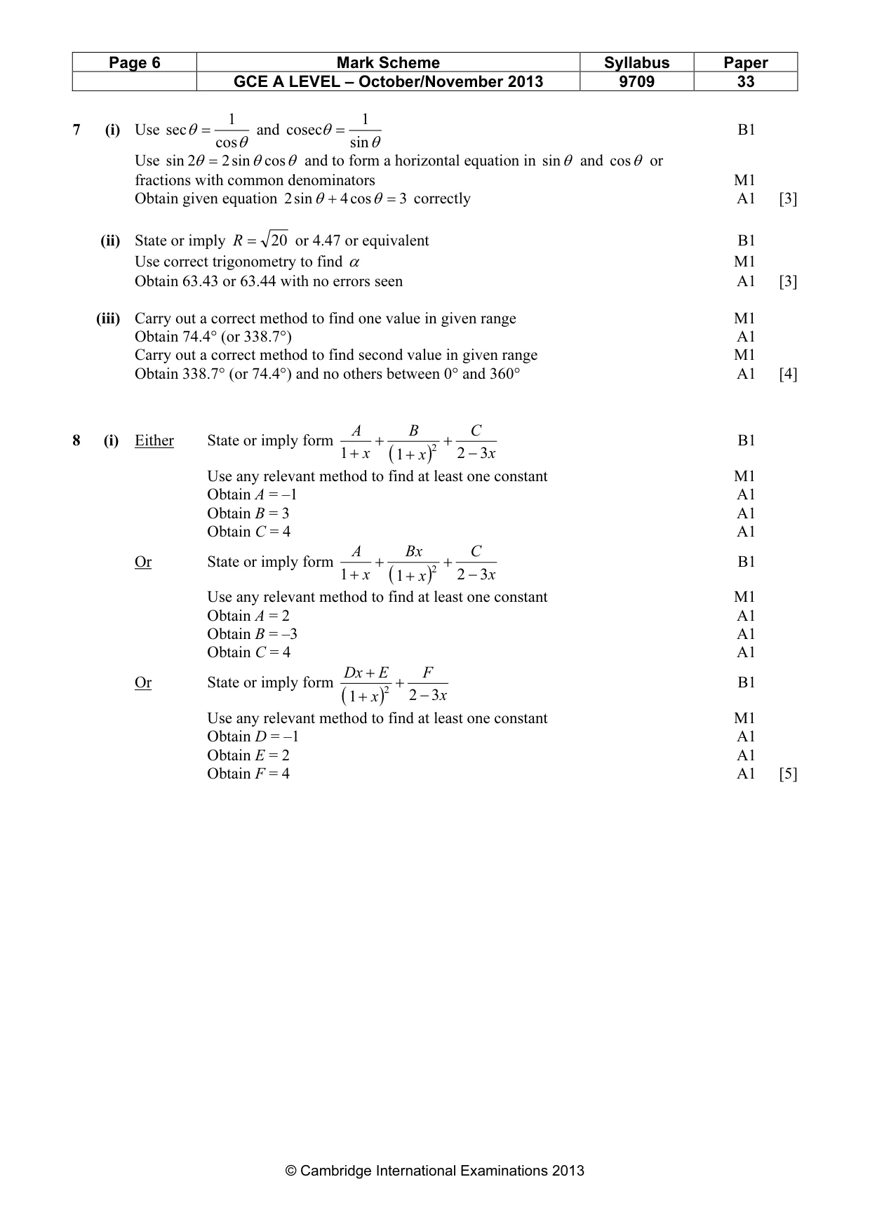Mark scheme, page 6 of 8