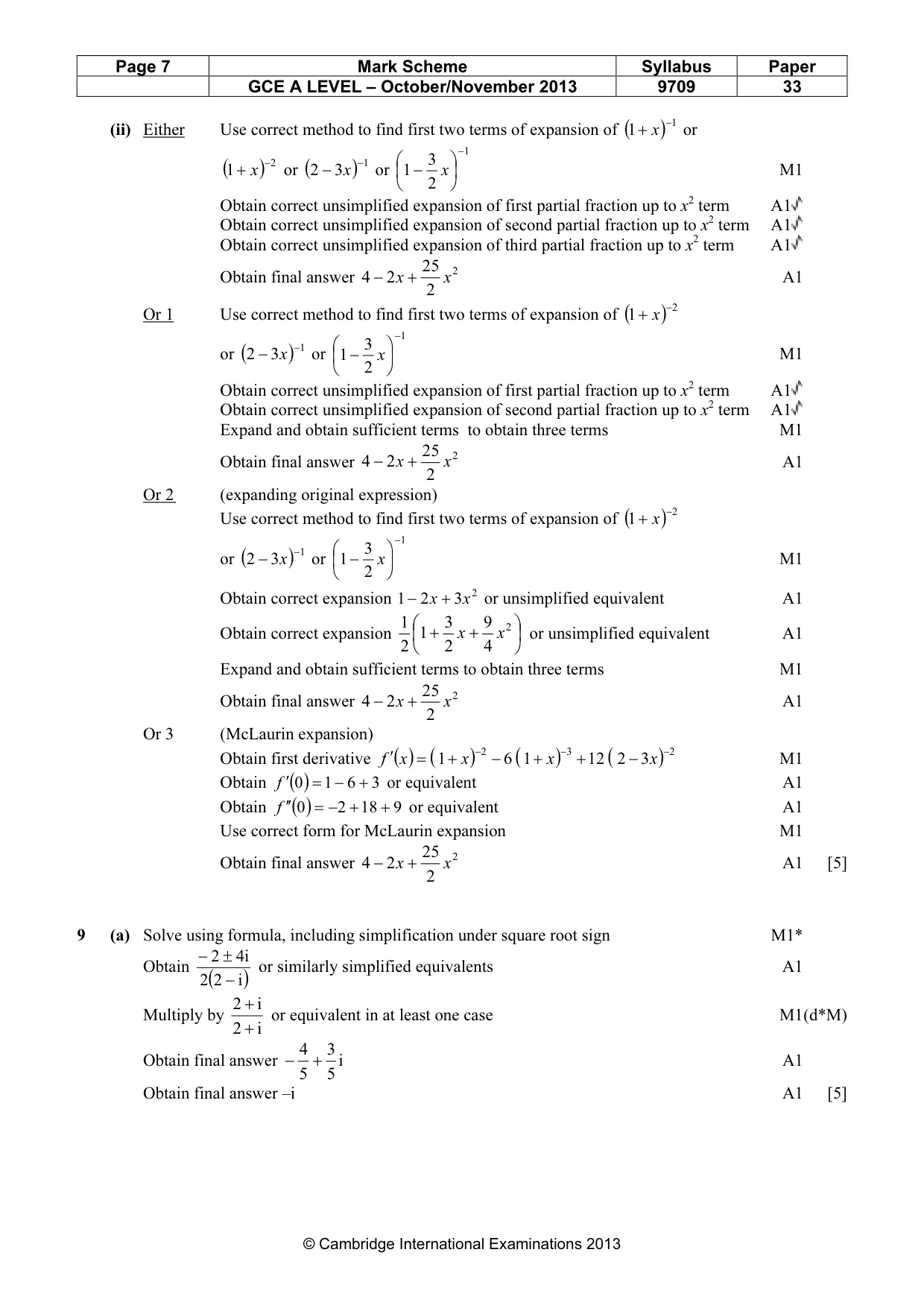 Mark scheme, page 7 of 8