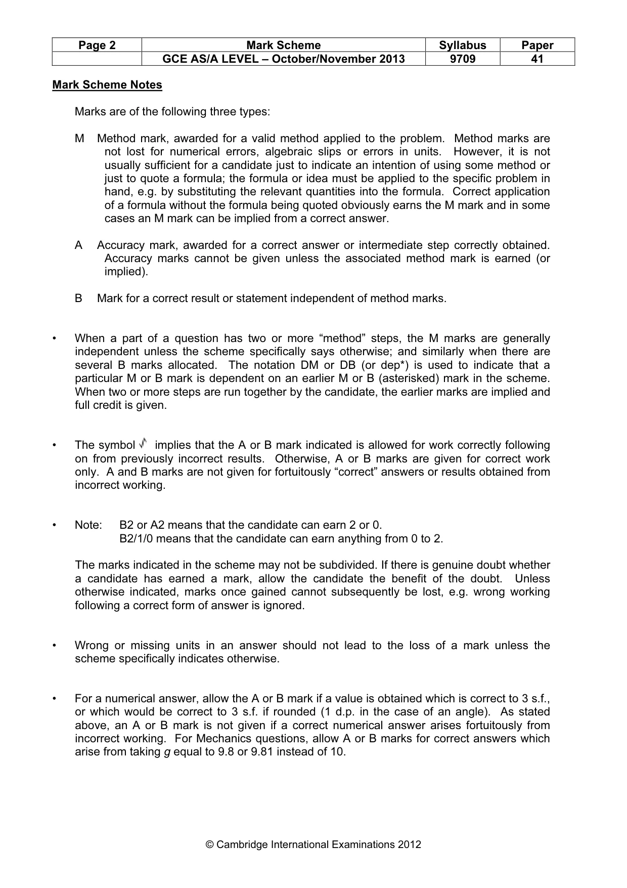Mark scheme, page 2 of 6