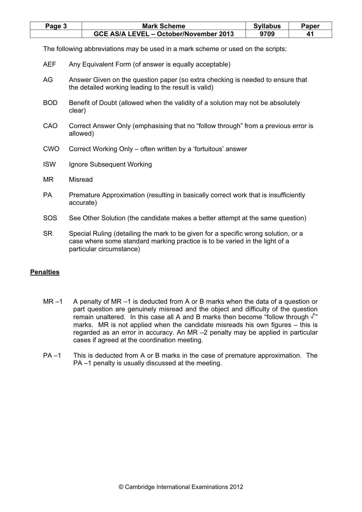 Mark scheme, page 3 of 6