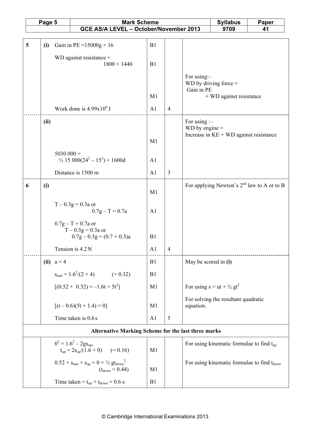 Mark scheme, page 5 of 6