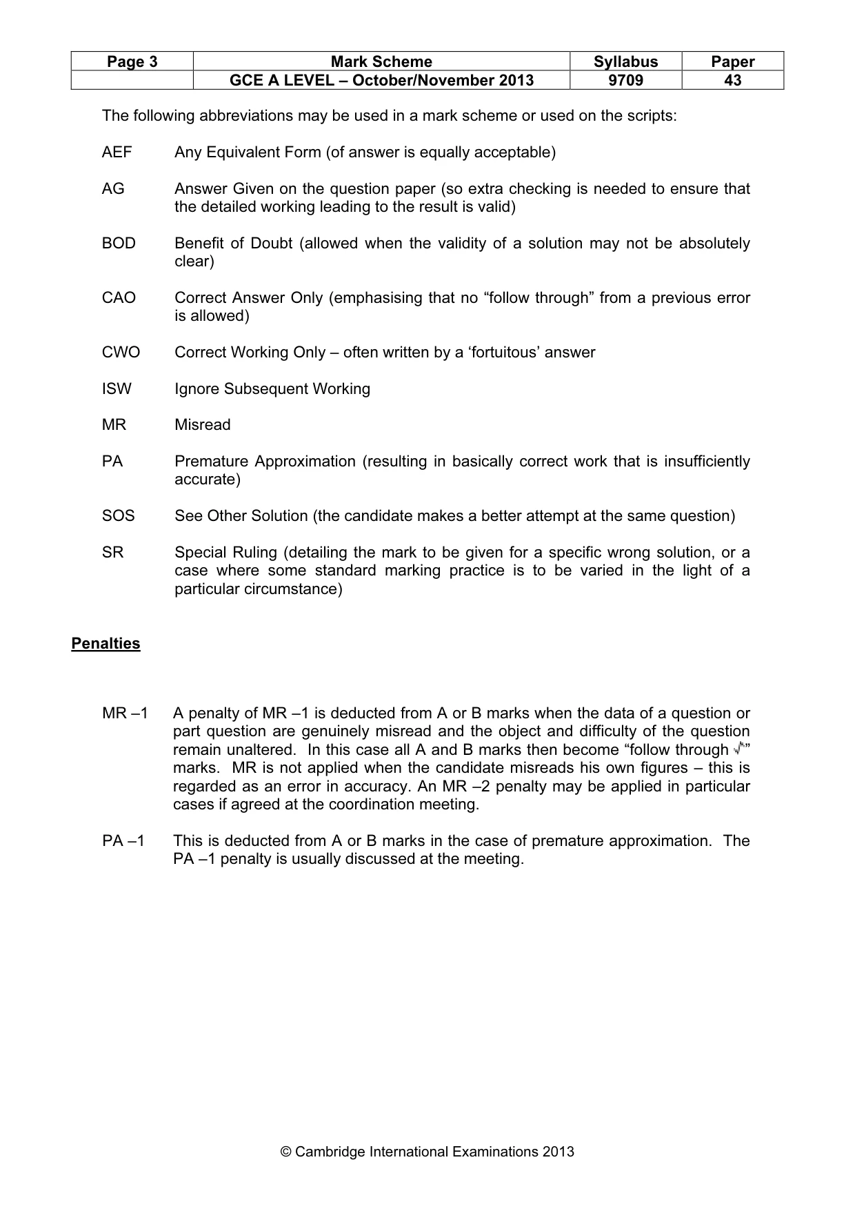 Mark scheme, page 3 of 7