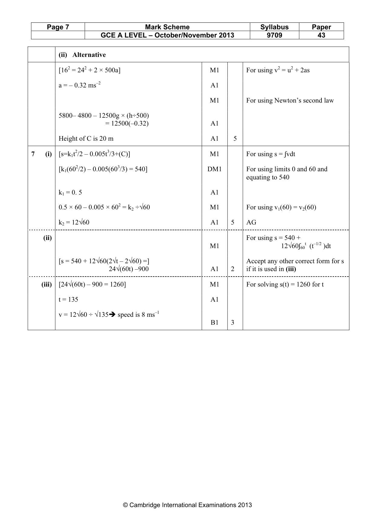 Mark scheme, page 7 of 7