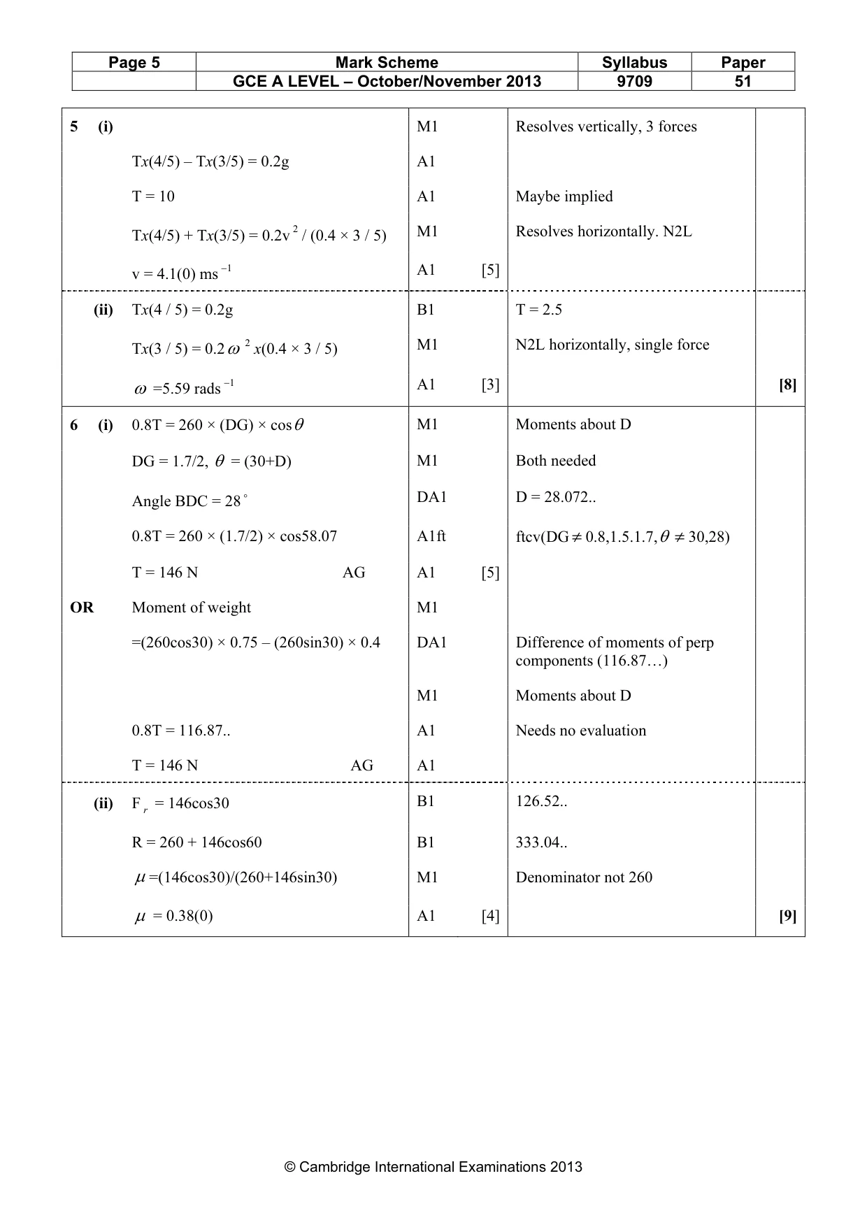 Mark scheme, page 5 of 6