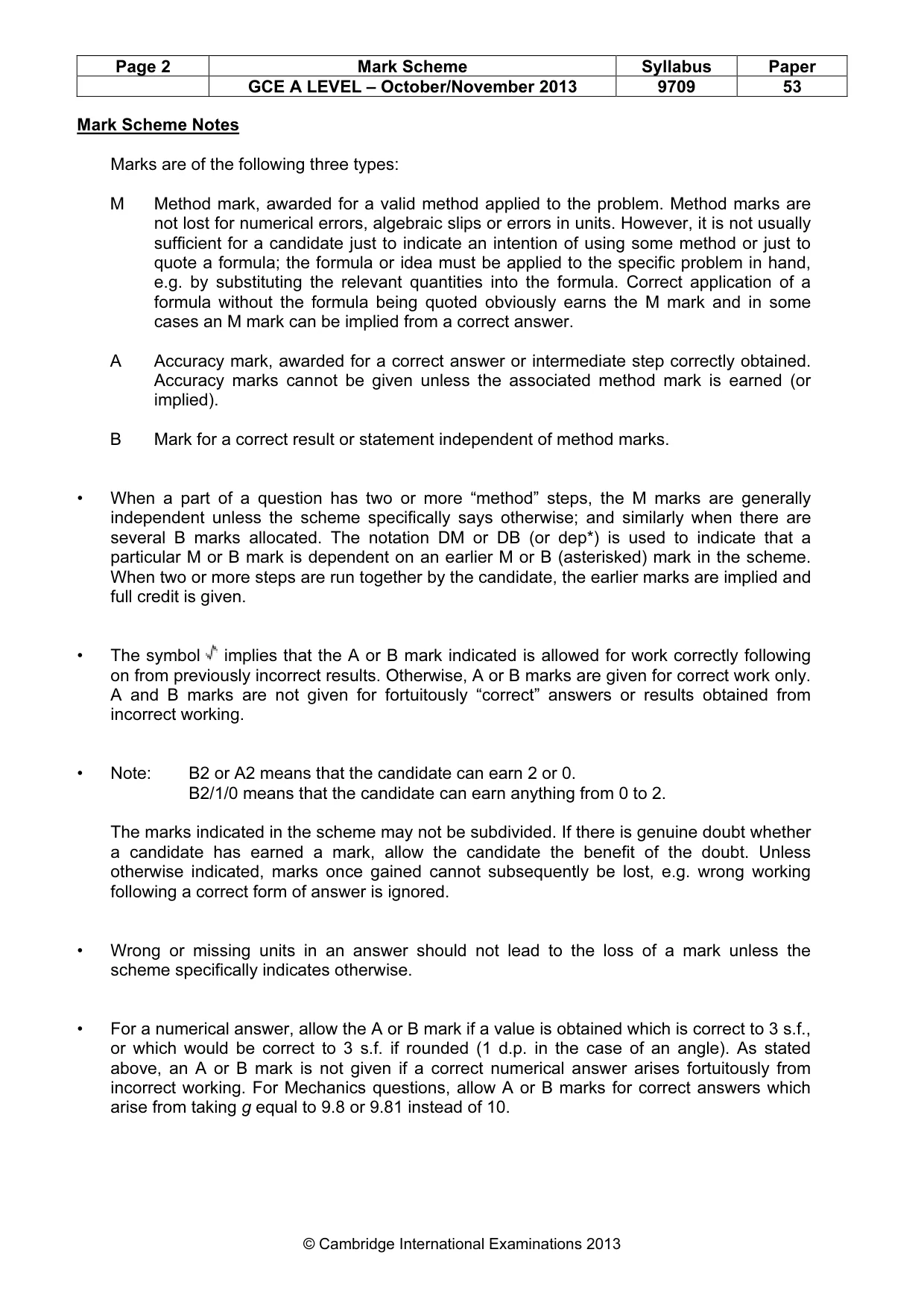 Mark scheme, page 2 of 6