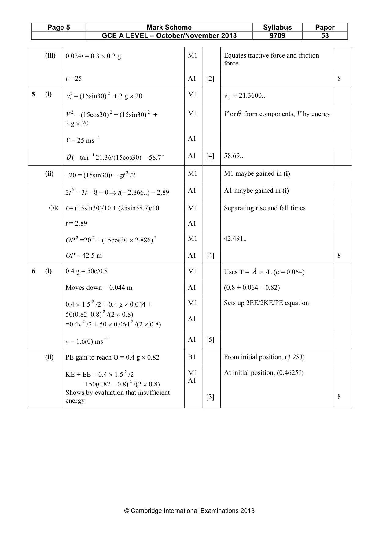 Mark scheme, page 5 of 6
