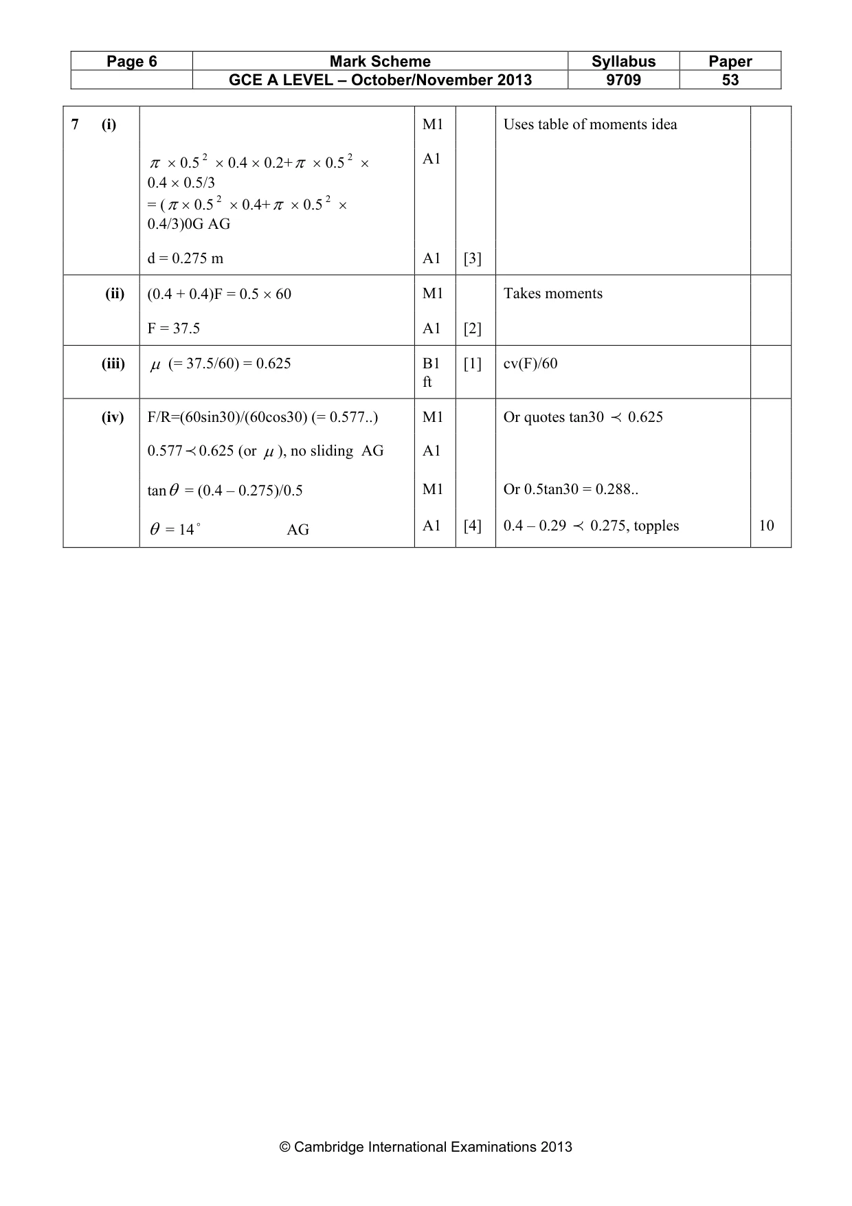 Mark scheme, page 6 of 6