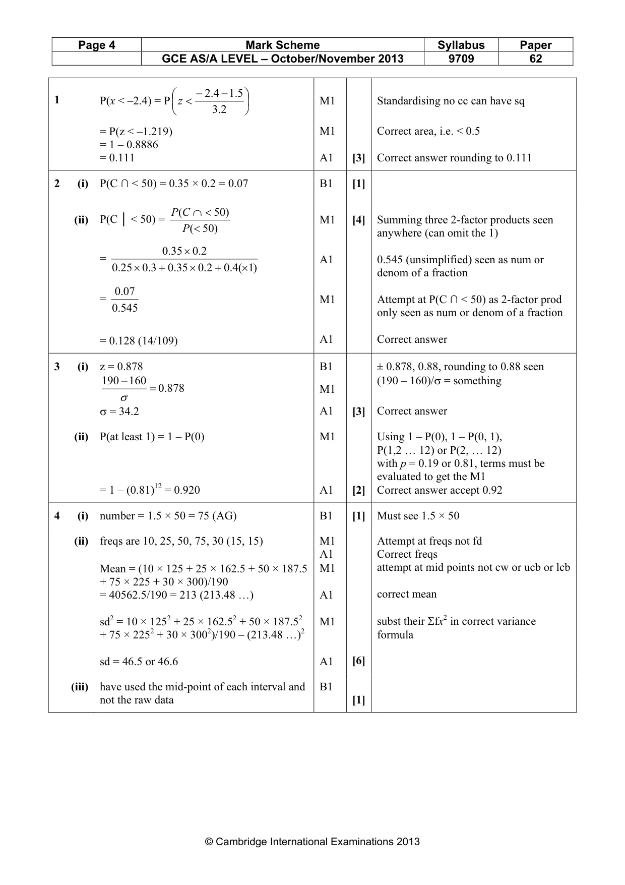 Mark scheme, page 4 of 6